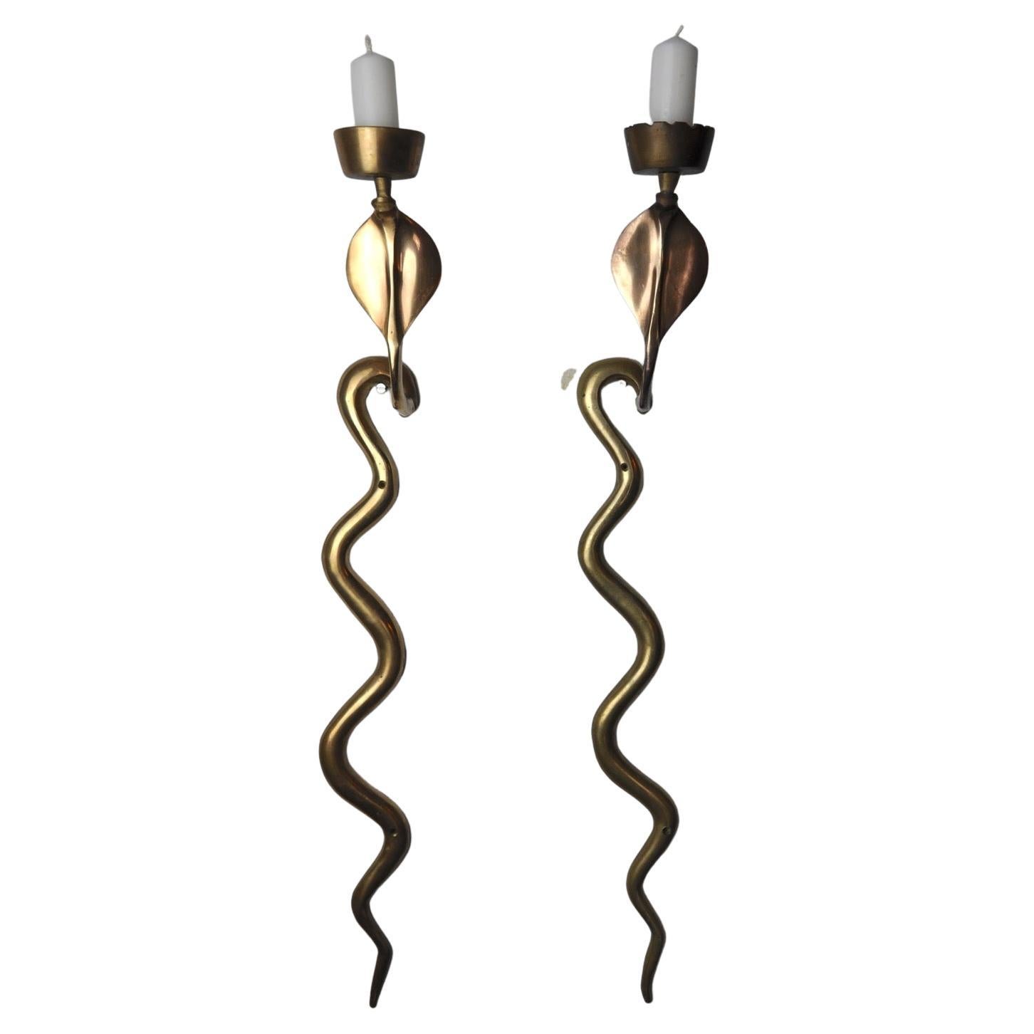 Pair of "Serpent" Candlesticks by Italo Valenti, 1970