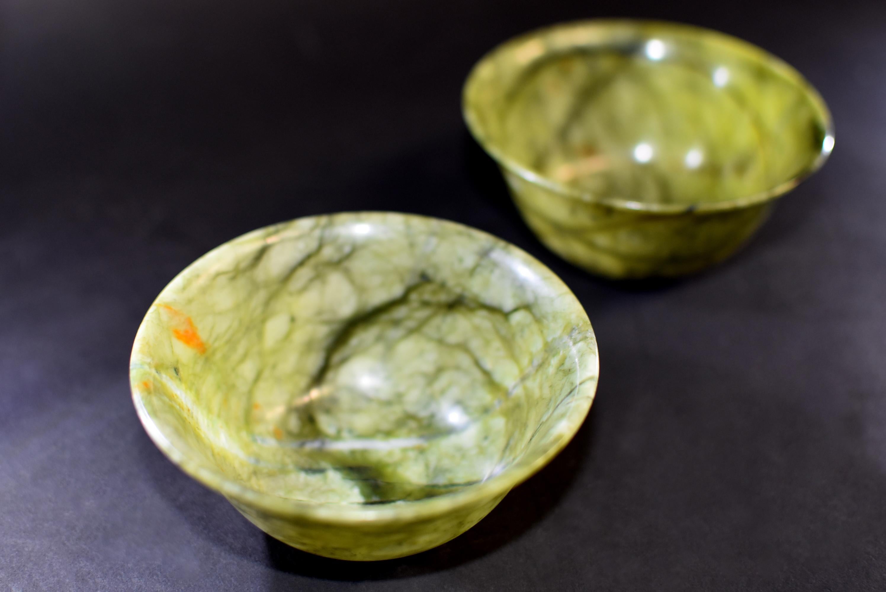 Pair of Serpentine Bowls Heaven and Earth 1