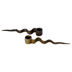 Pair of Serpentine Brass Candle Holders