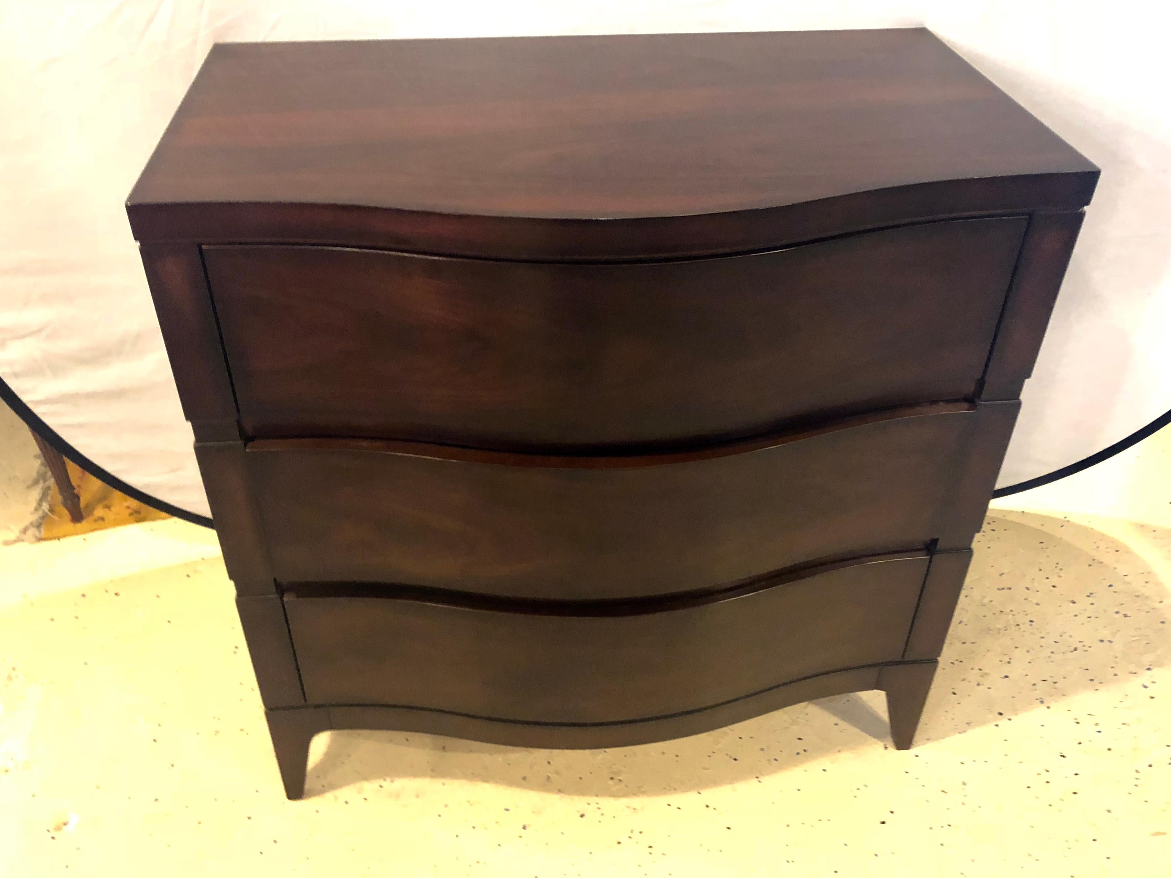 Georgian Pair of Serpentine Front Mahogany Chest or Nightstand Commodes