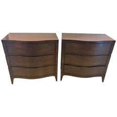 Retro Pair of Serpentine Front Mahogany Chest or Nightstand Commodes