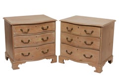 Pair of Serpentine Pine Low Chests with Three Drawers, English, 19th Century