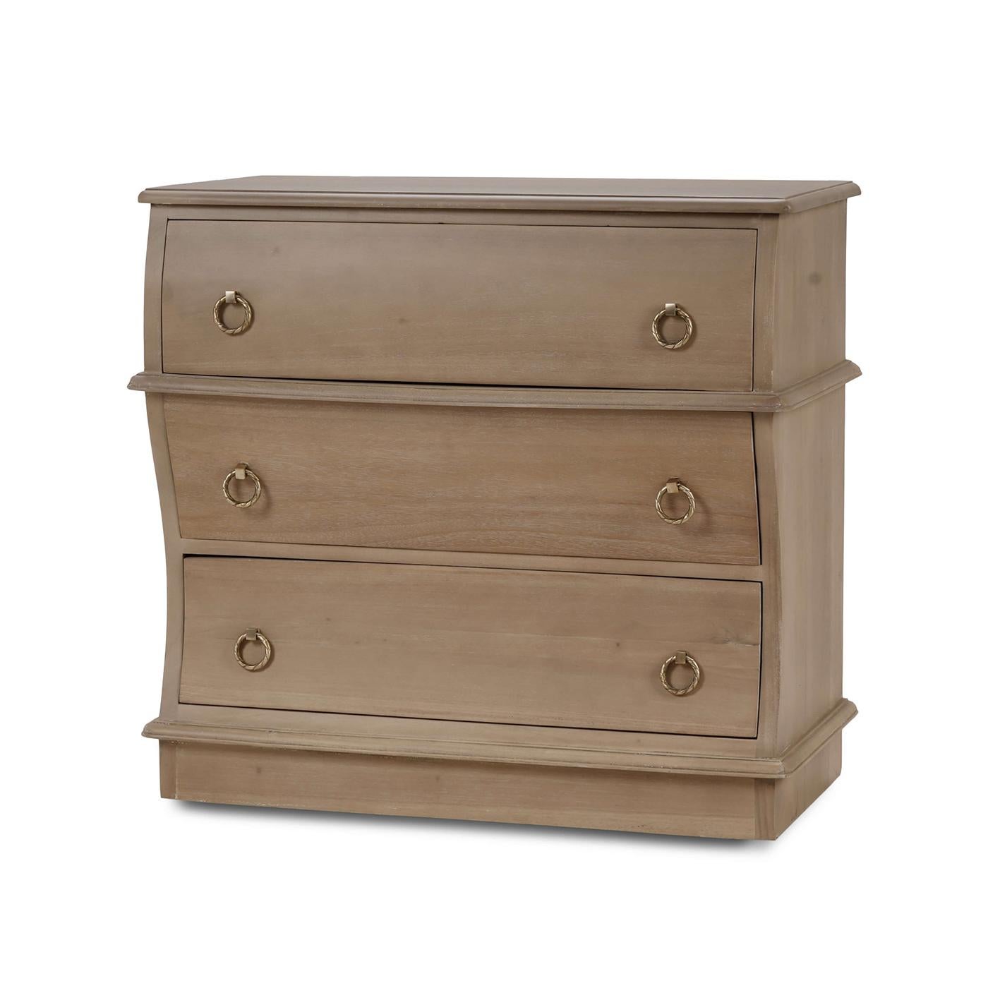 Indonesian Pair of Serpentine Wooden Nightstands For Sale
