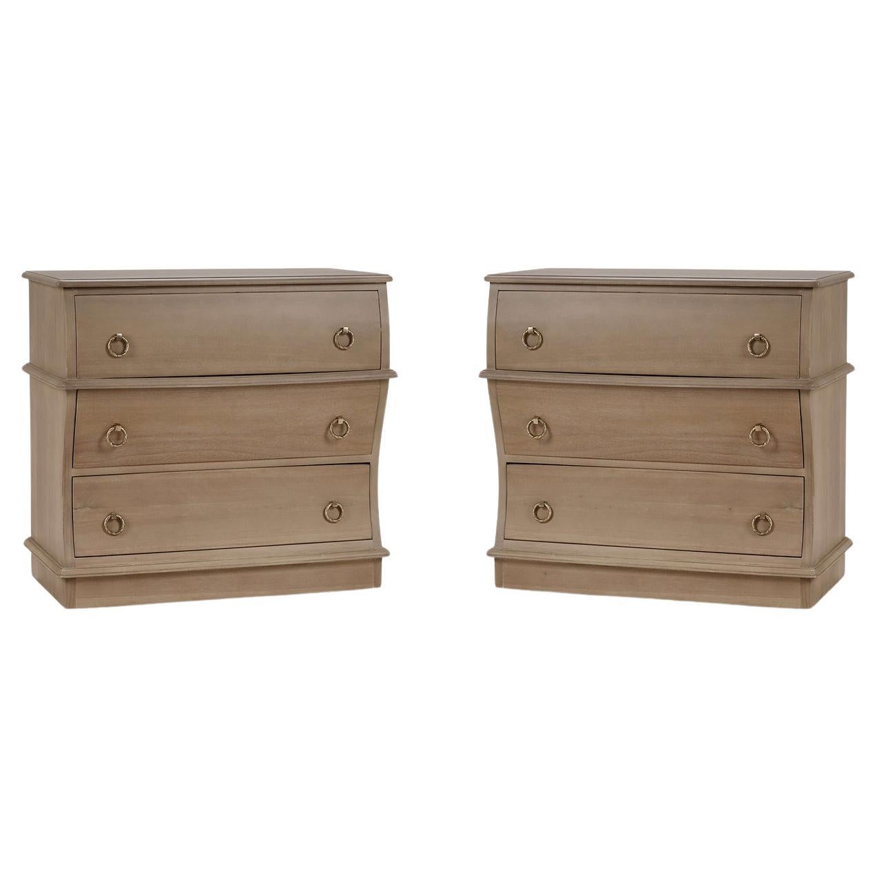 Pair of Serpentine Wooden Nightstands For Sale