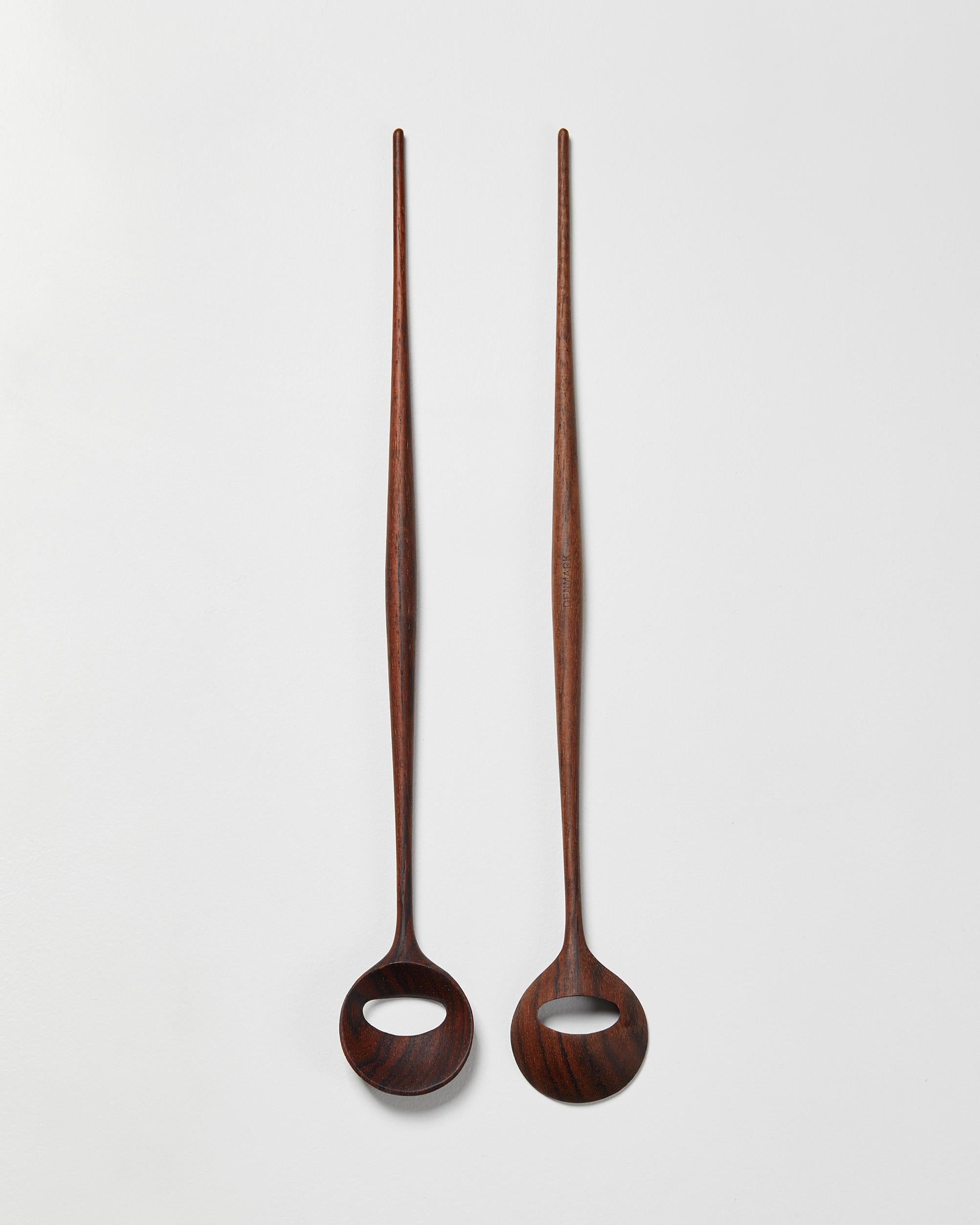 Pair of serving spoons, made by Magne Monsen,
Denmark. 1950s.
Rosewood.

Measures: L: 35 cm / 13 3/4
