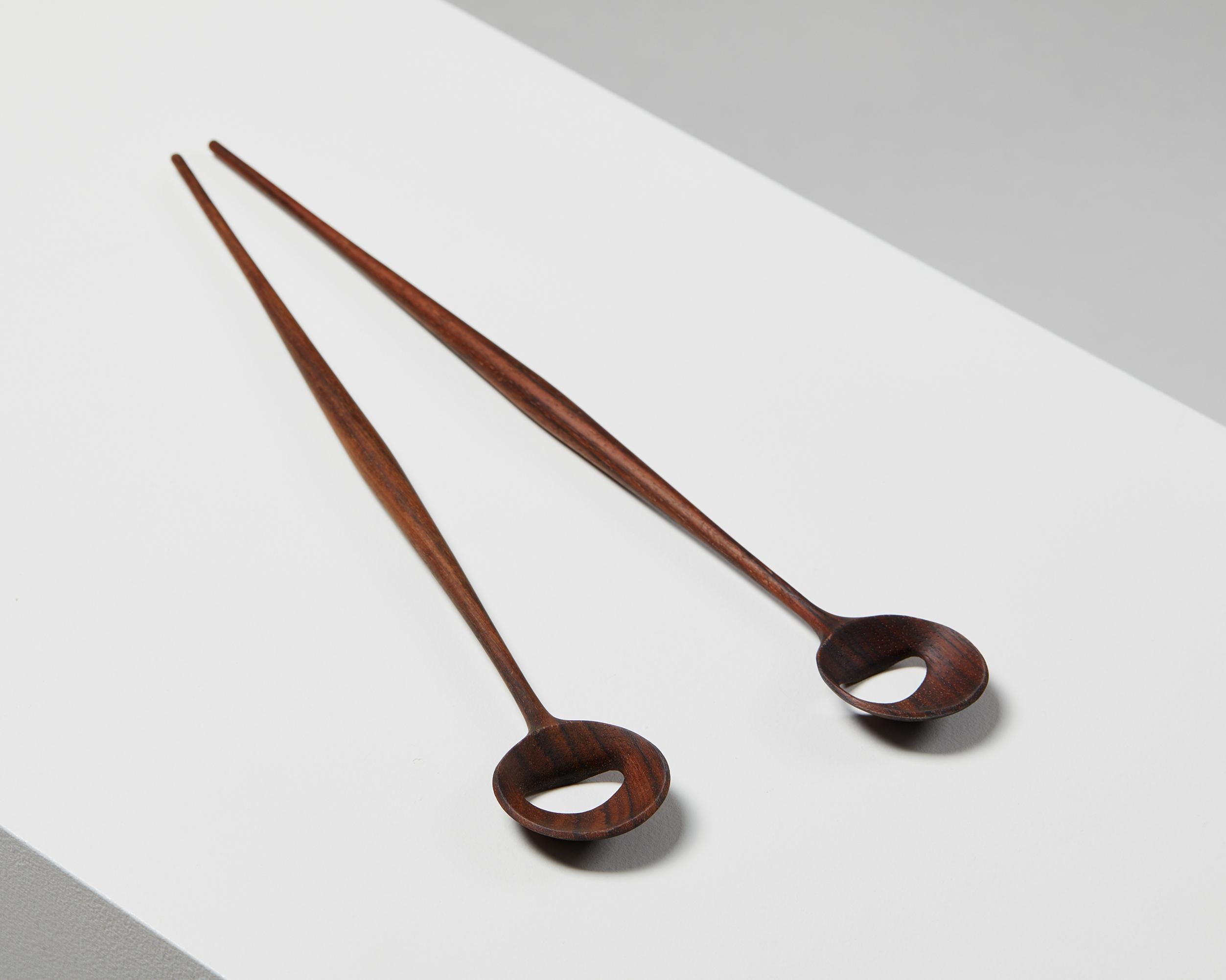 Mid-Century Modern Pair of Serving Spoons, Made by Magne Monsen, Denmark, 1950s