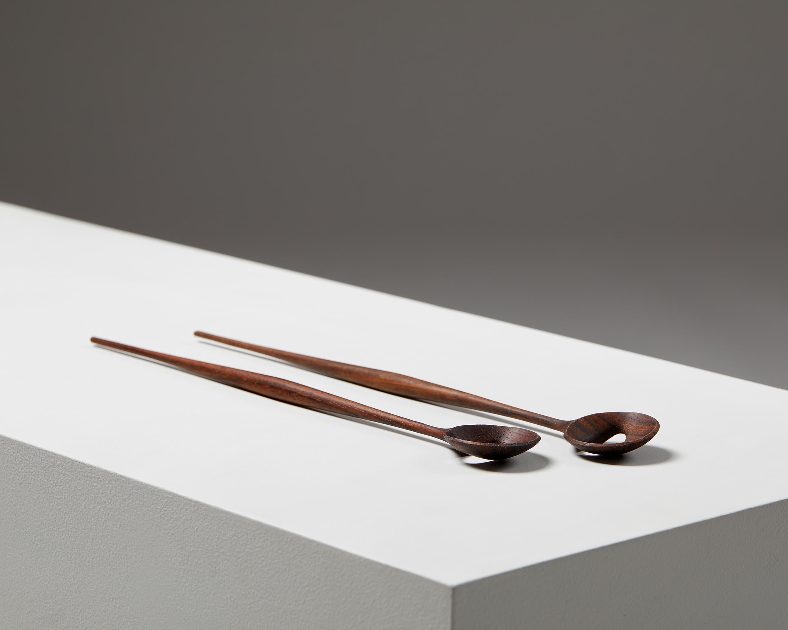Pair of Serving Spoons, Made by Magne Monsen, Denmark, 1950s In Good Condition In Stockholm, SE