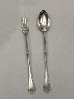 Pair of Serving Utensils (Fork & Spoon) in Solid Silver – Jean Granvigne, Paris