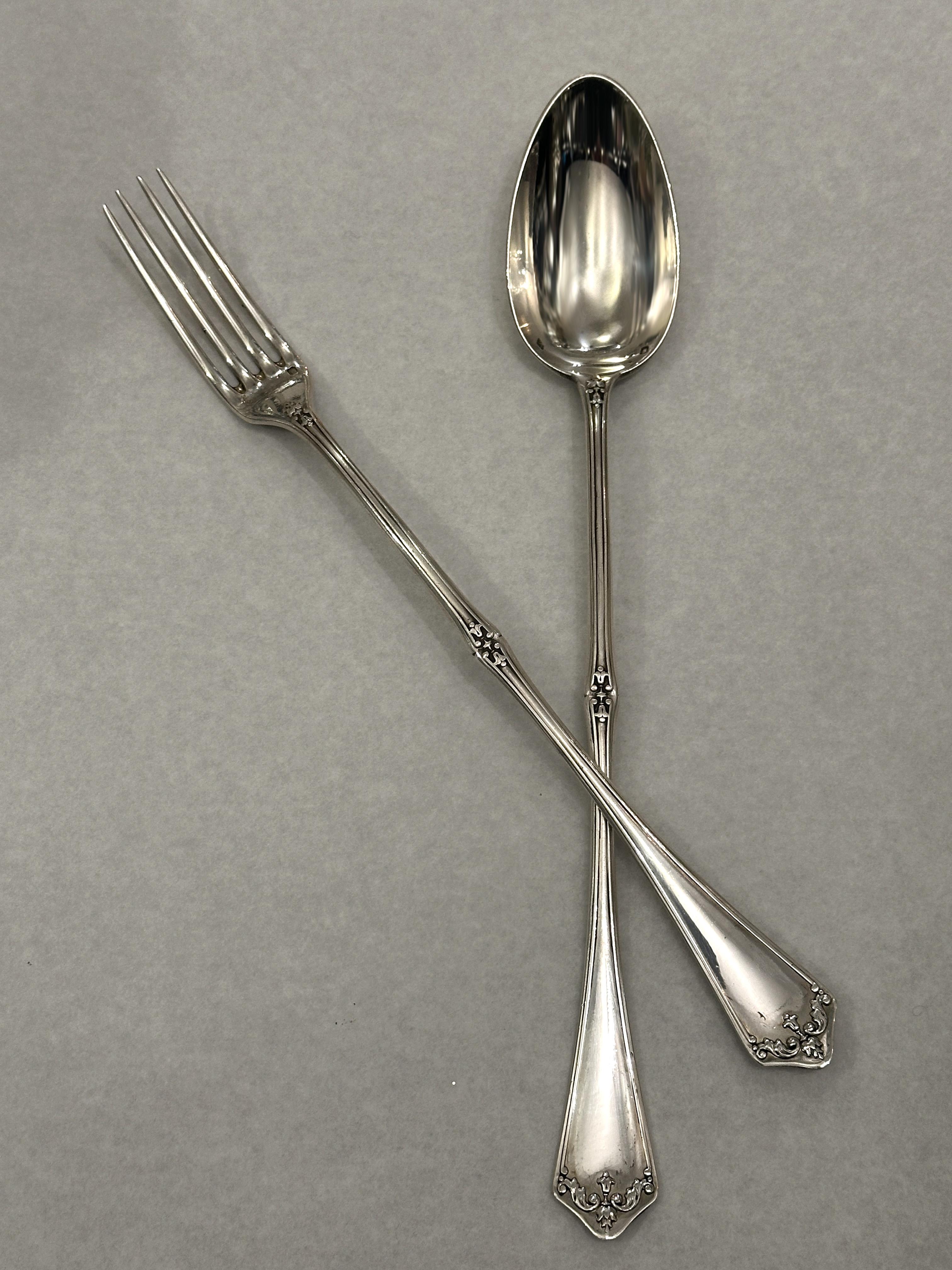 Paar Servierbesteck (Gabel und Löffel) aus massivem Silber - Jean Granvigne, Paris im Angebot 1