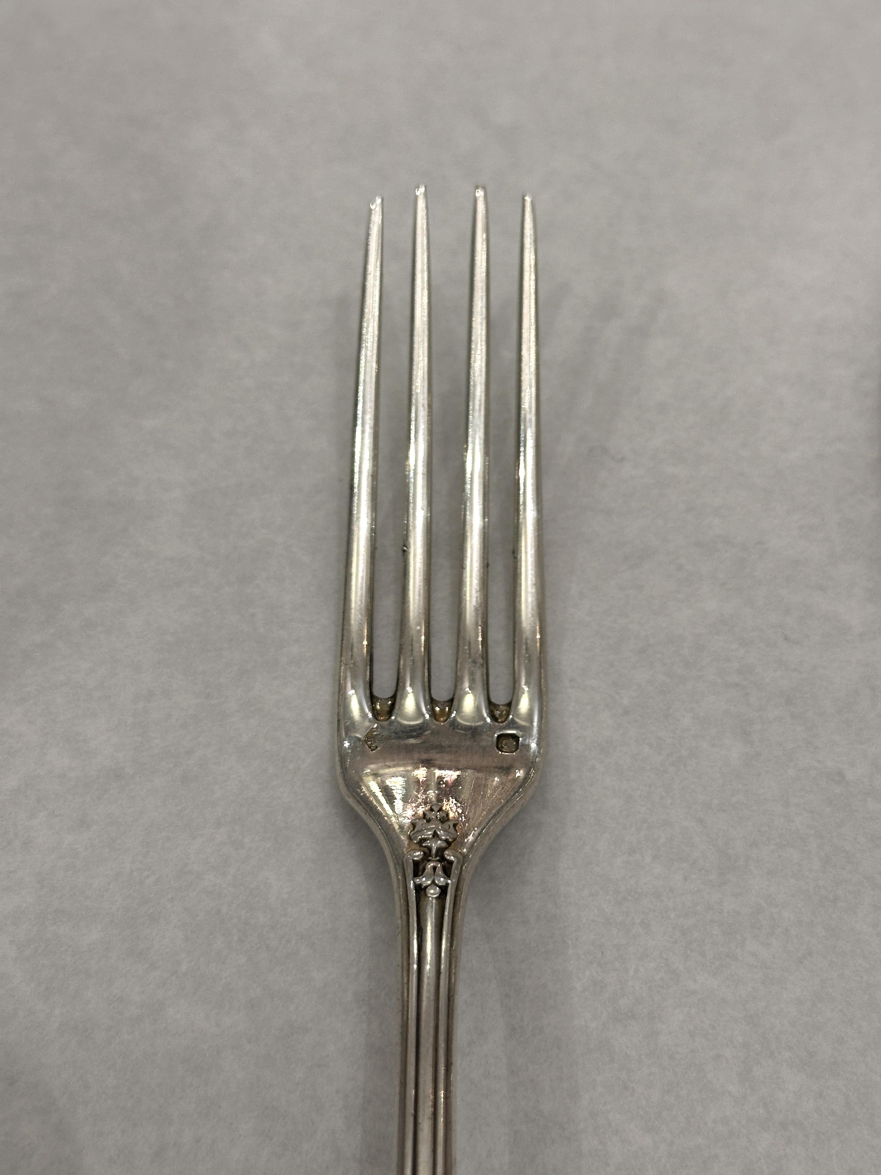 Paar Servierbesteck (Gabel und Löffel) aus massivem Silber - Jean Granvigne, Paris im Angebot 3