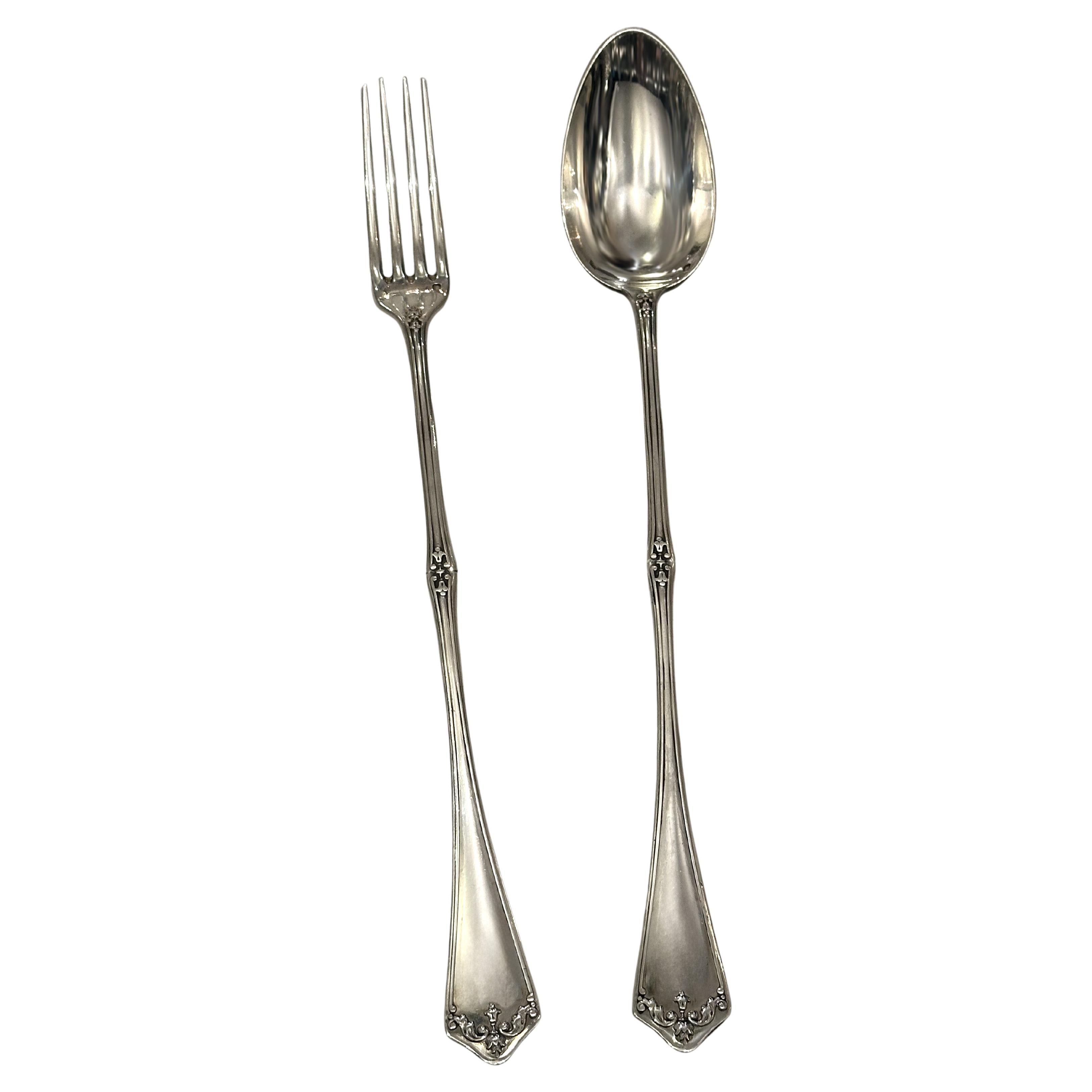 Pair of Serving Utensils (Fork & Spoon) in Solid Silver – Jean Granvigne, Paris