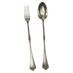Pair of Serving Utensils (Fork & Spoon) in Solid Silver – Jean Granvigne, Paris