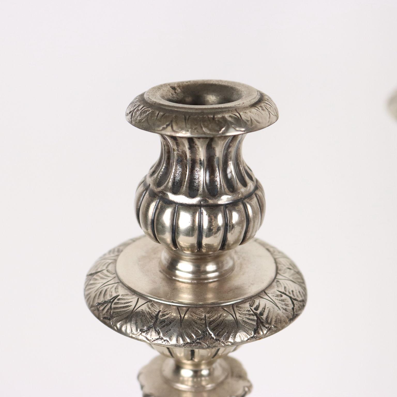20th Century Pair of Seven-Armed Silver Candelabra