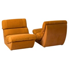 Pair of Seventies Sectional Cushions Slipper Chairs - France 1970's