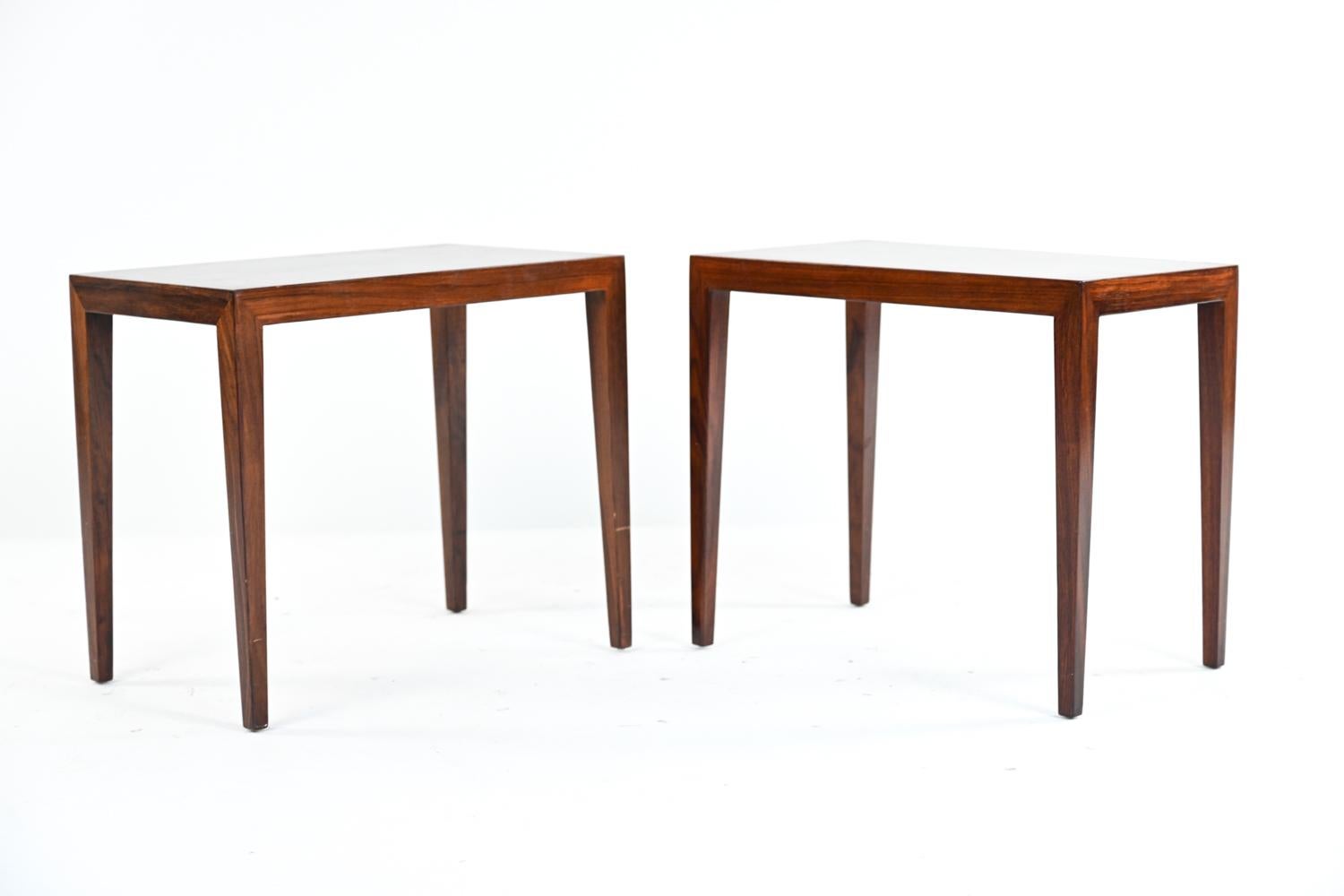 Mid-Century Modern Pair of Severin Hansen for Haslev Rosewood Side Tables, 1960's