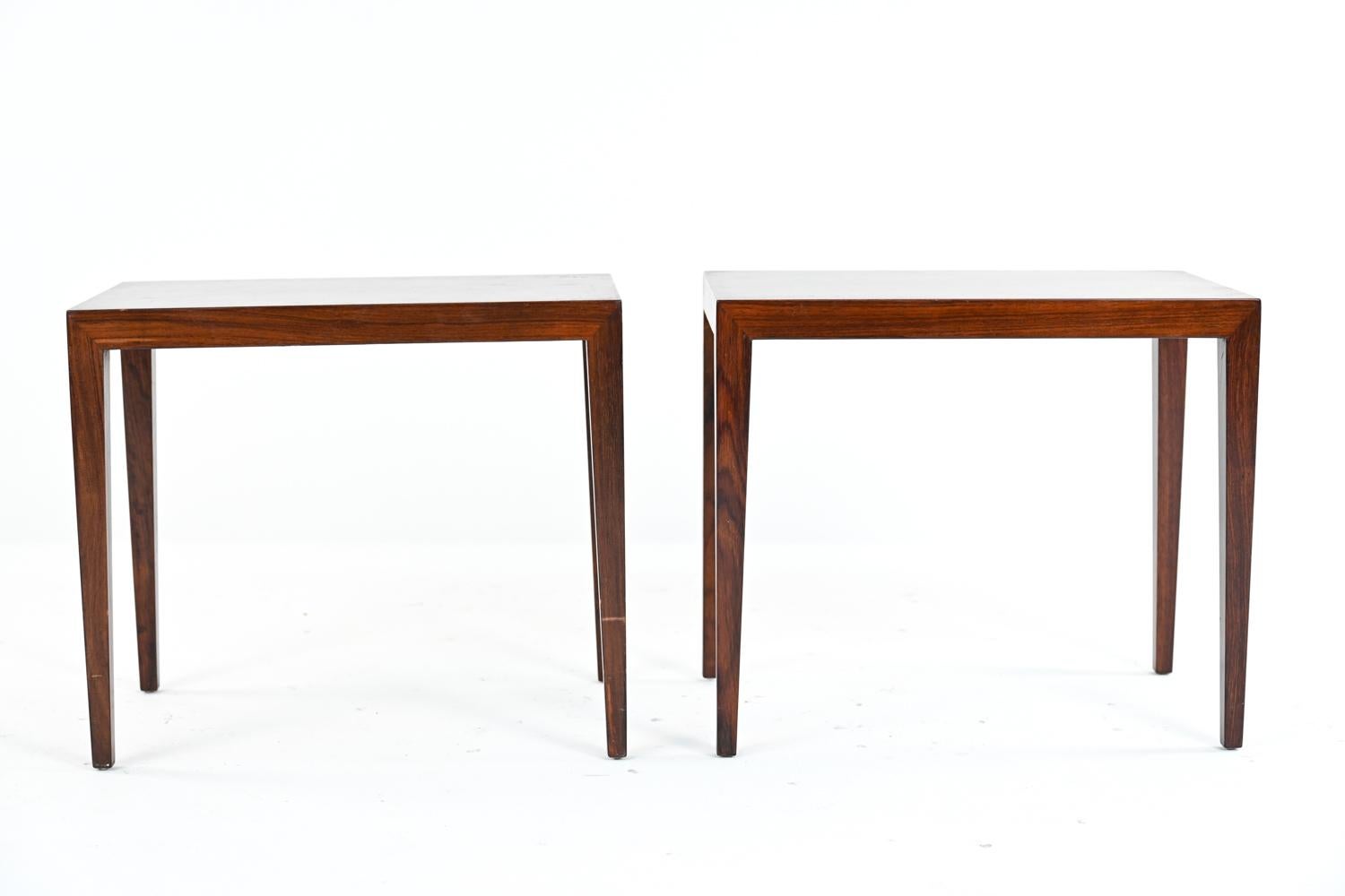 Mid-20th Century Pair of Severin Hansen for Haslev Rosewood Side Tables, 1960's