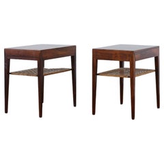 Pair of Severin Hansen Rosewood and cane Side Tables