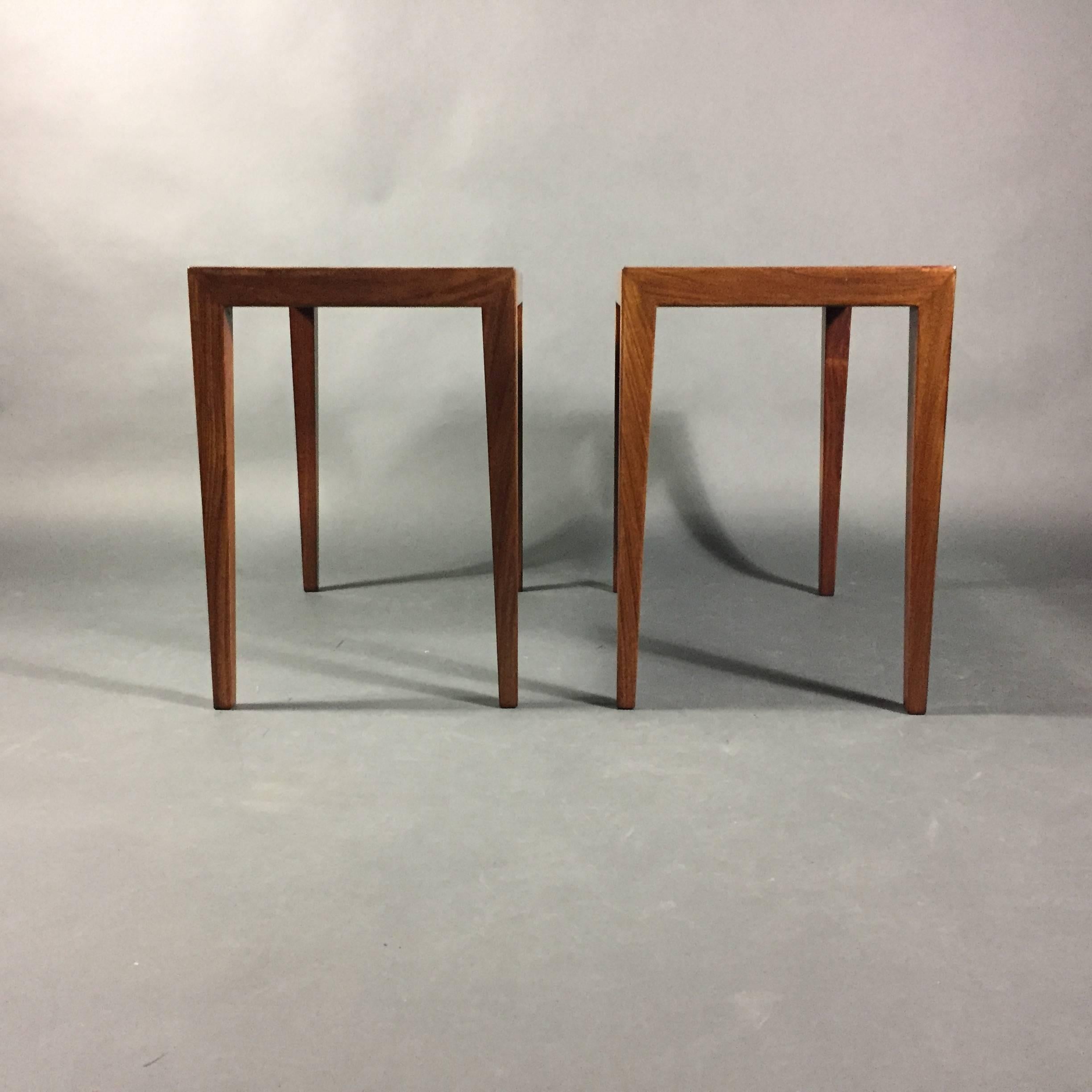 Scandinavian Modern Pair of Severin Hansen Rosewood End Tables, Denmark, 1960s For Sale