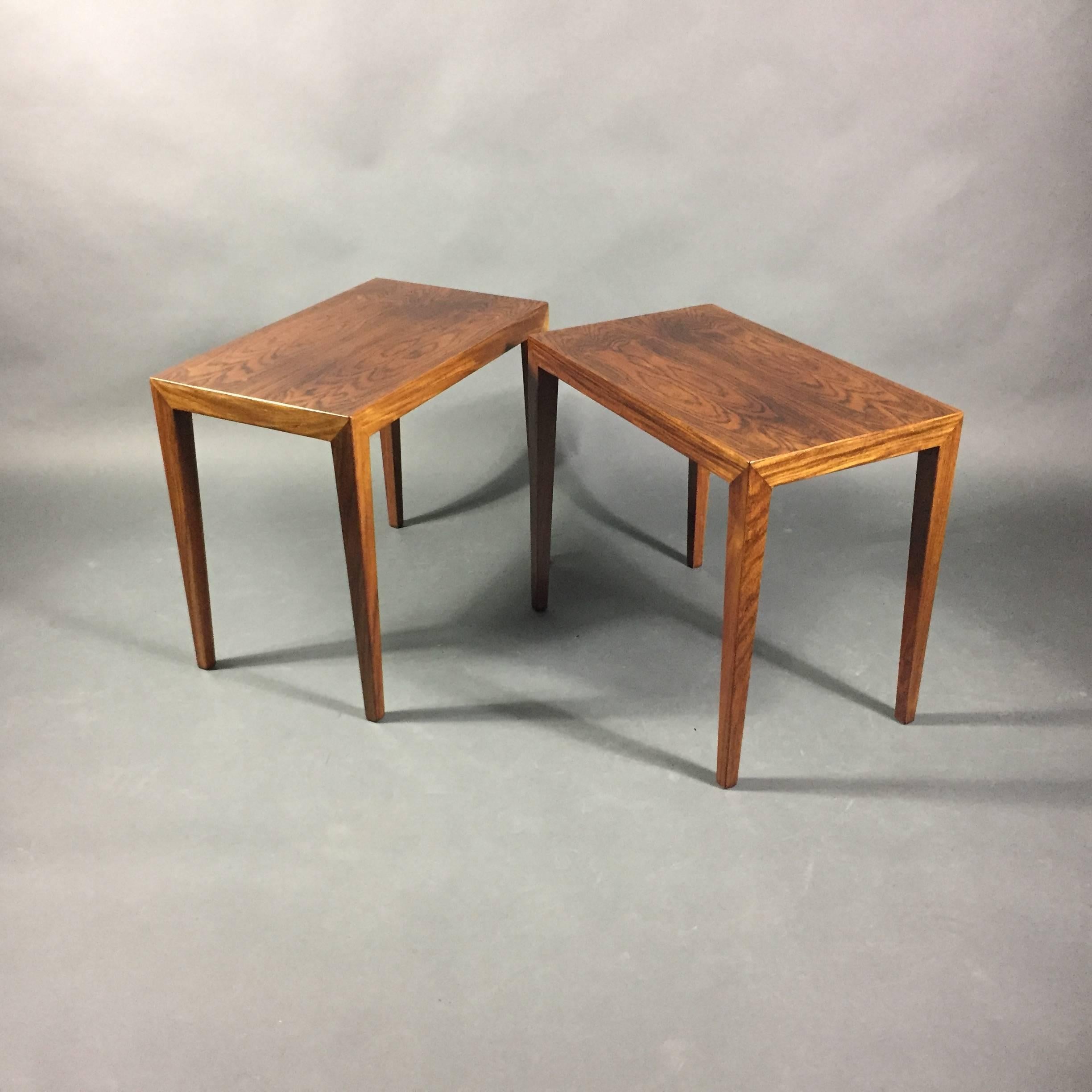 Pair of Severin Hansen Rosewood End Tables, Denmark, 1960s In Good Condition For Sale In Hudson, NY