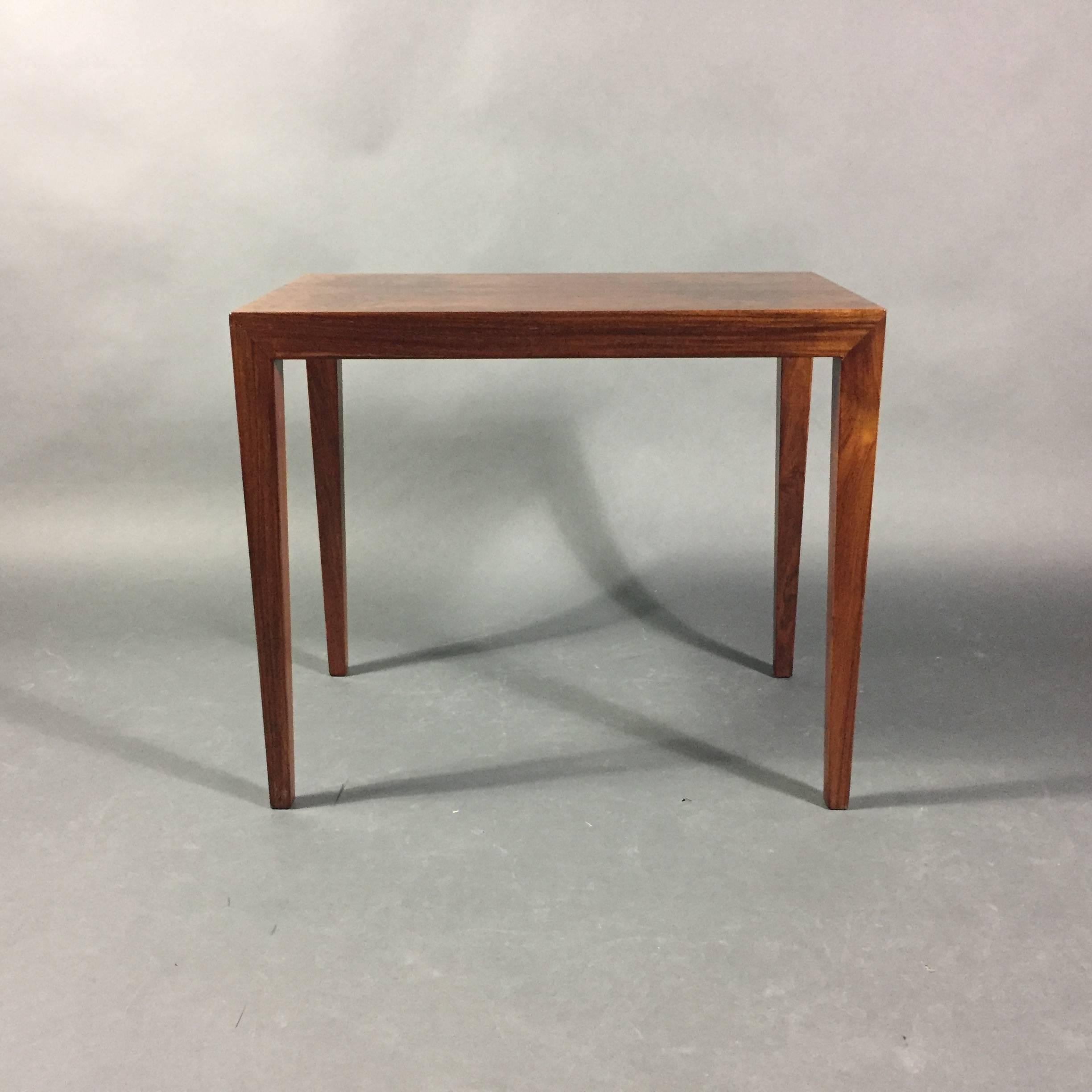 Mid-20th Century Pair of Severin Hansen Rosewood End Tables, Denmark, 1960s For Sale