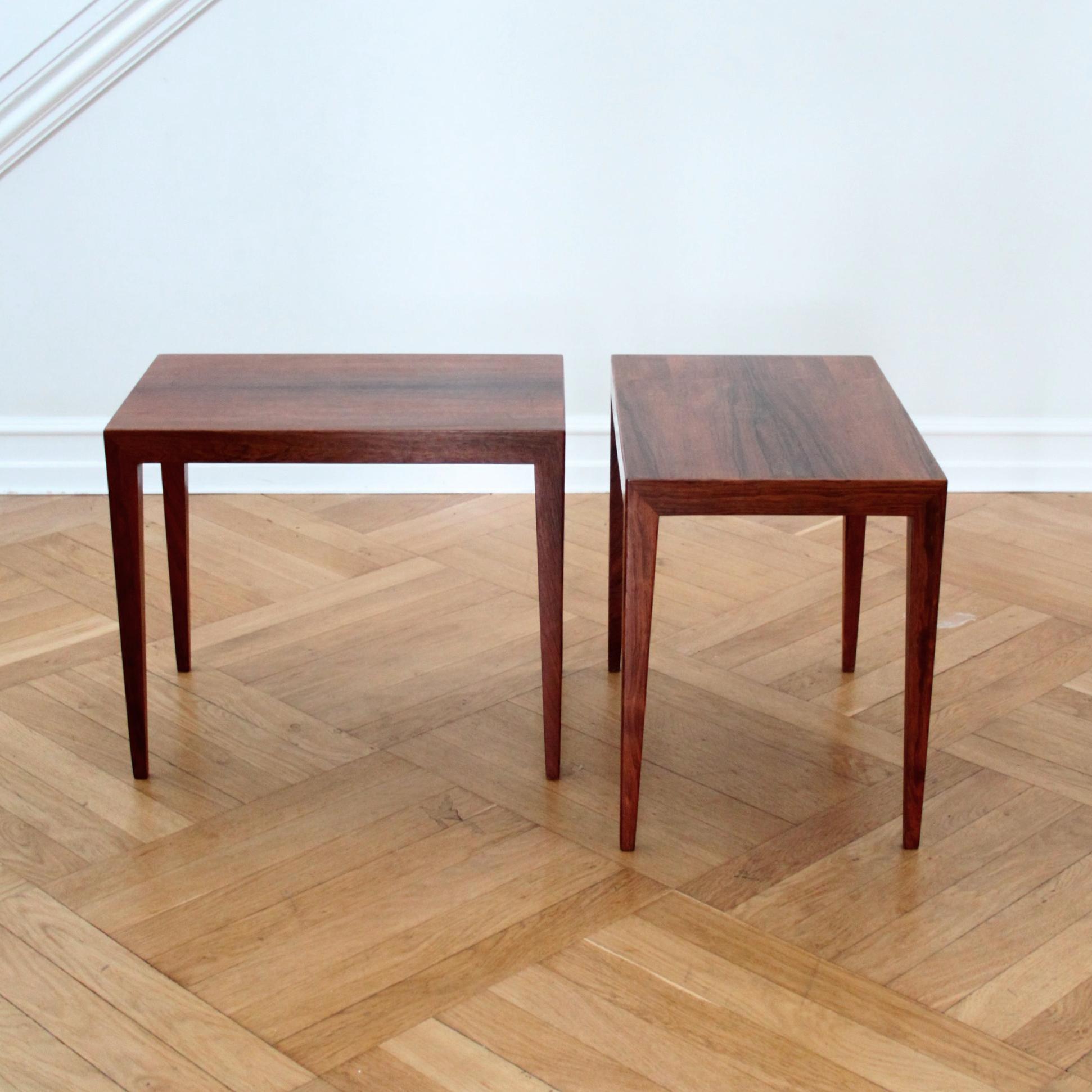 Scandinavian Modern Pair of Severin Hansen Side Tables in Rosewood, Denmark, 1960s For Sale