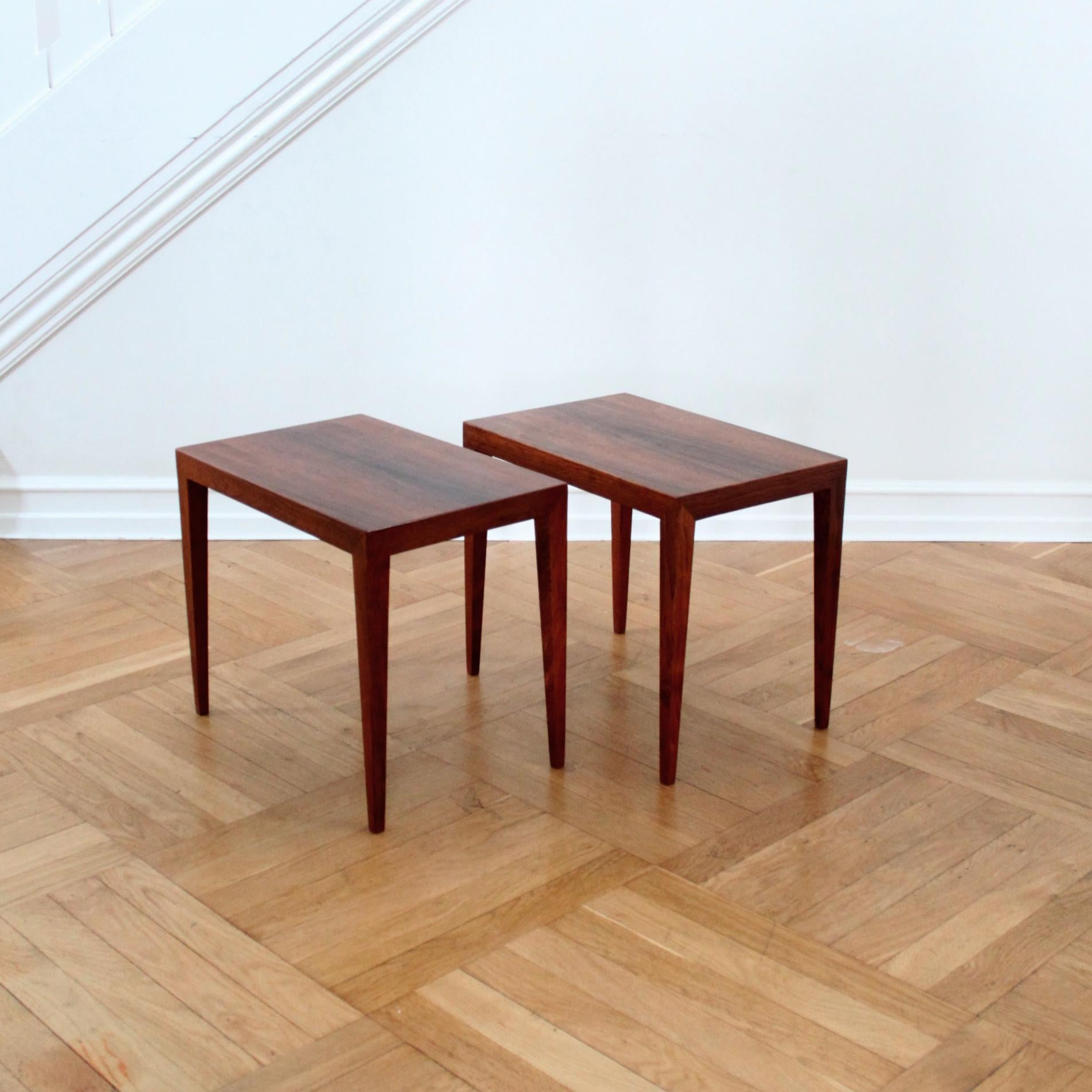 Danish Pair of Severin Hansen Side Tables in Rosewood, Denmark, 1960s For Sale