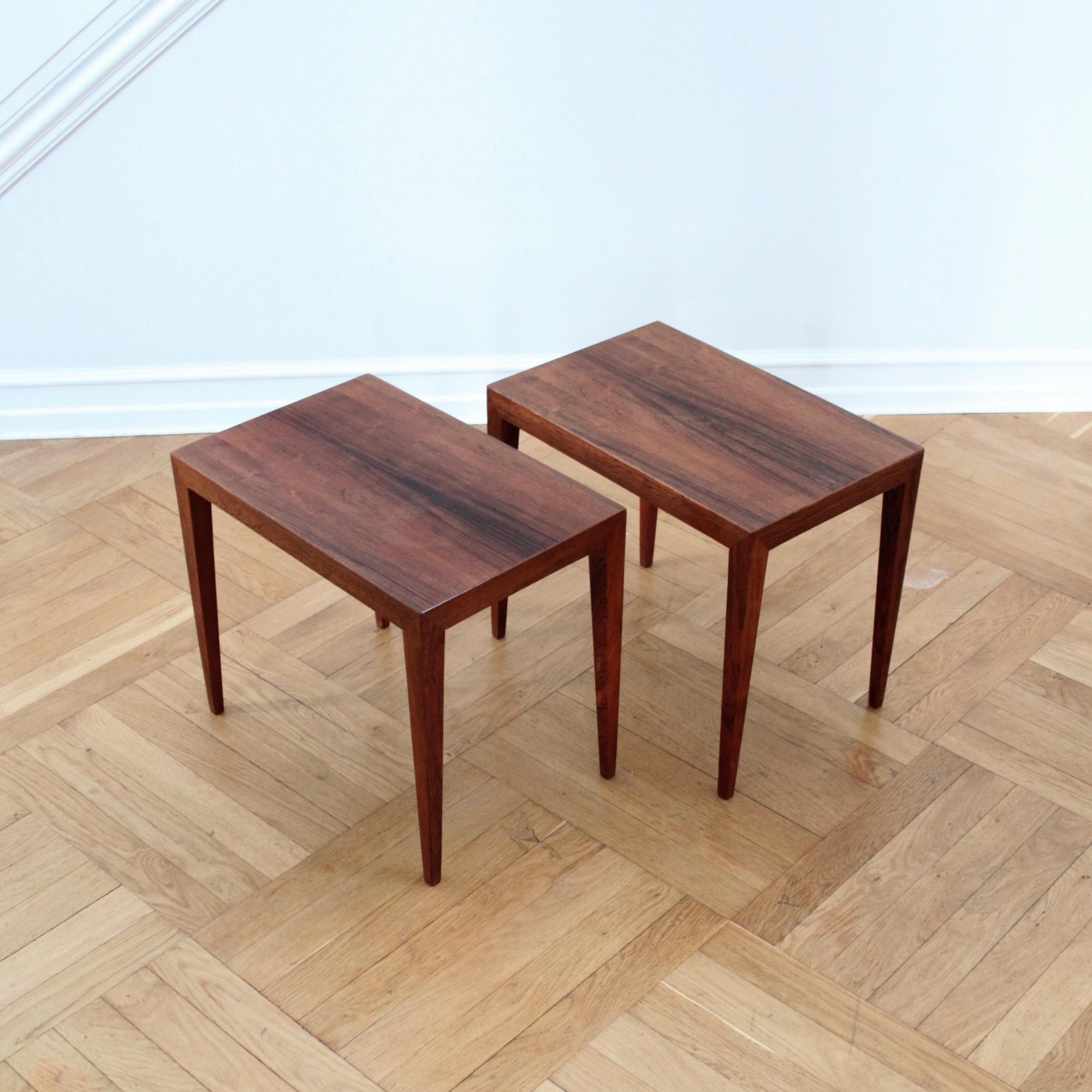 Oiled Pair of Severin Hansen Side Tables in Rosewood, Denmark, 1960s For Sale