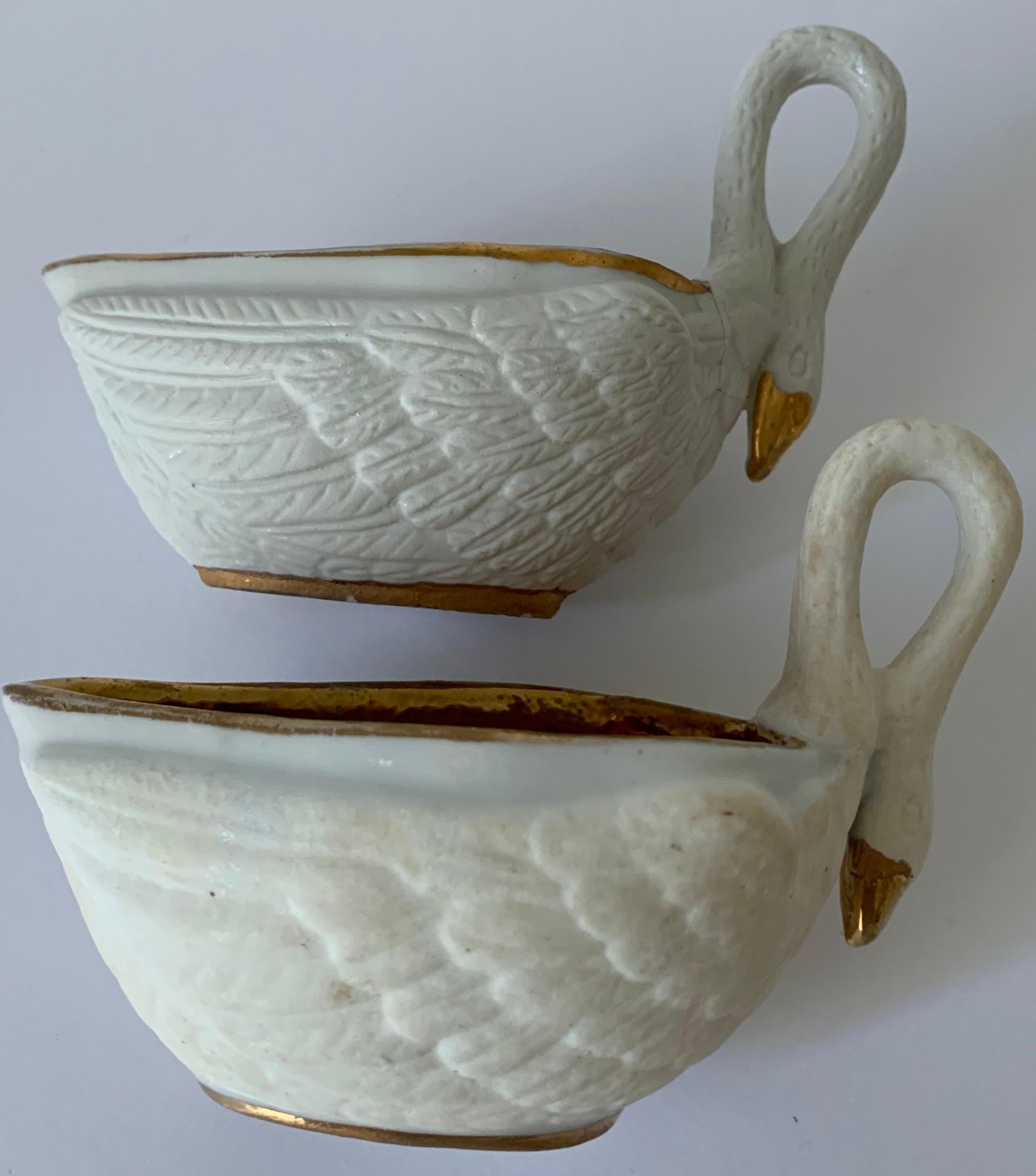 Pair of Sèvres Bisque Porcelain Swan Dishes and Saucers 8