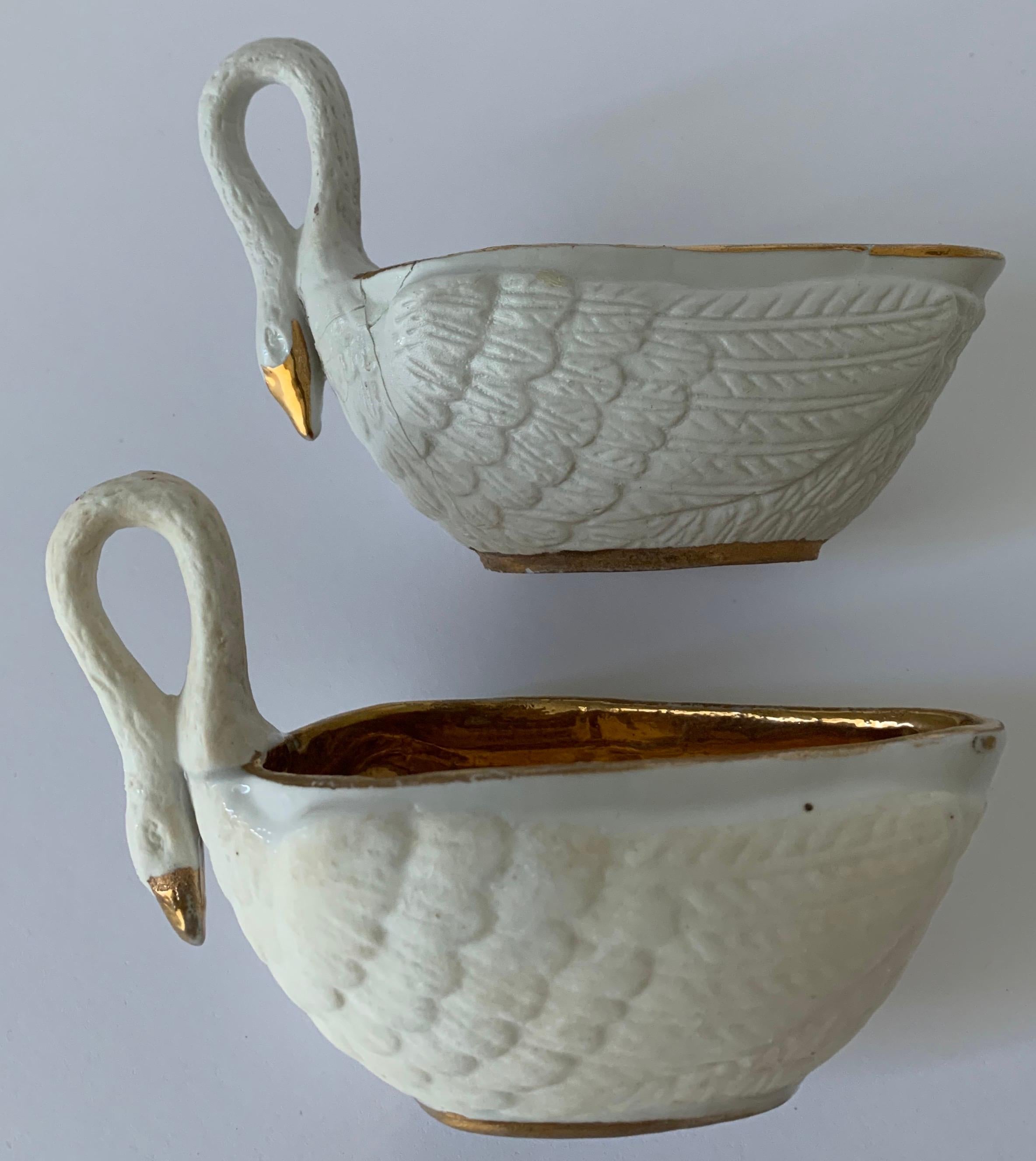 Pair of Sèvres Bisque Porcelain Swan Dishes and Saucers 9