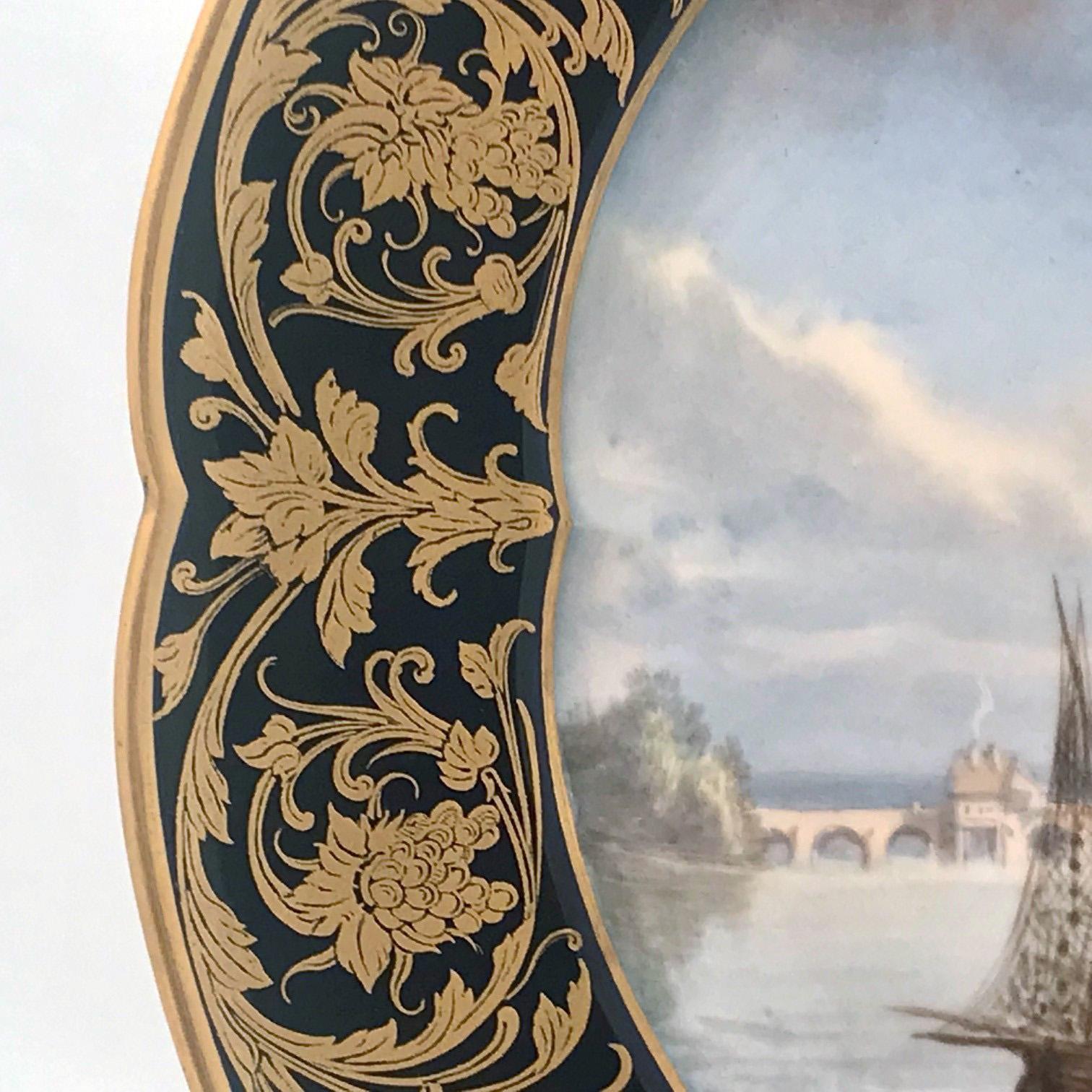 Pair of Sevres Cabinet Plates Views of Normandy 1