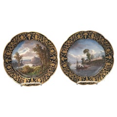 Pair of Sevres Cabinet Plates Views of Normandy