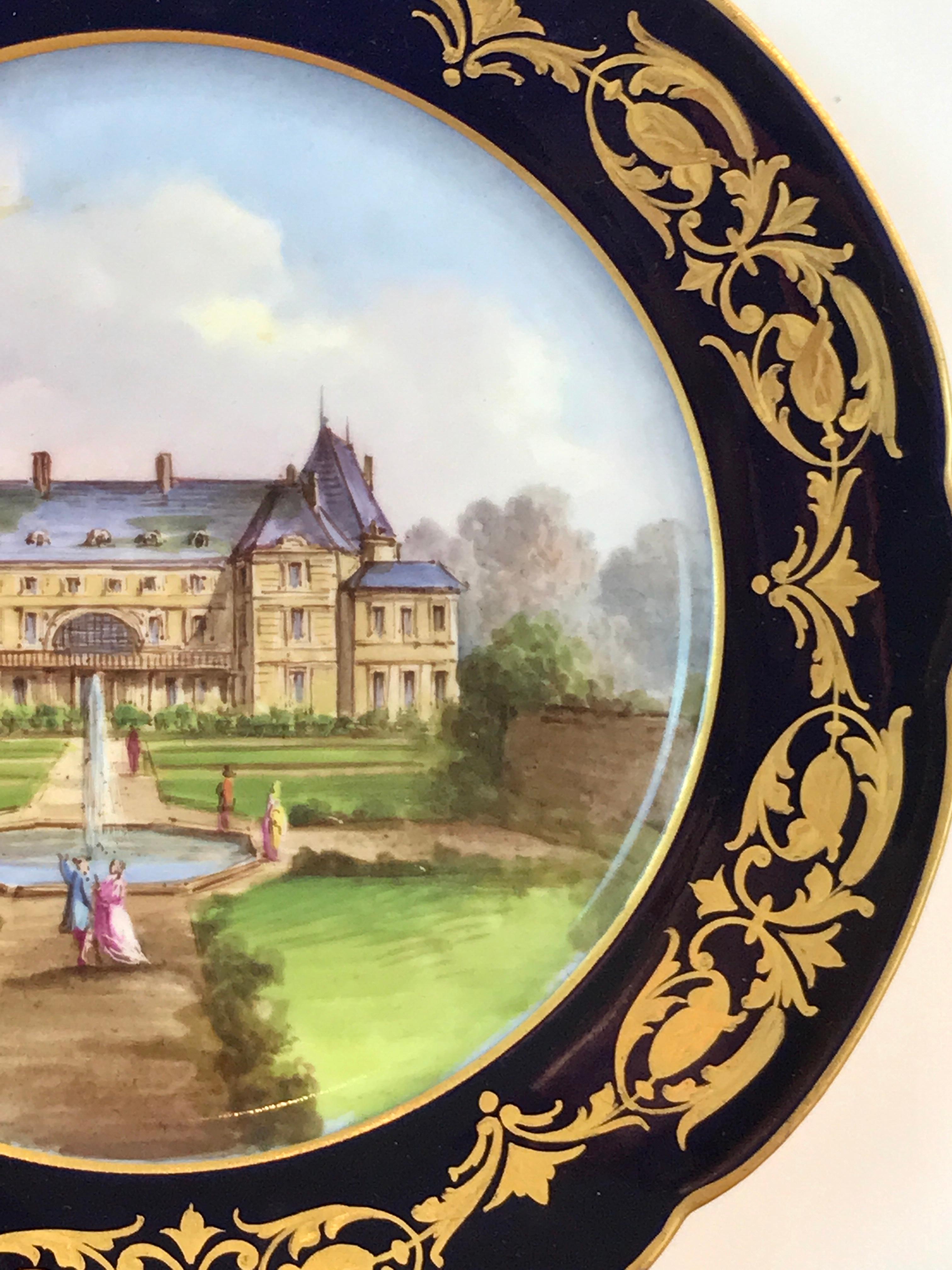 19th Century Pair of Sevres Chateau Plates