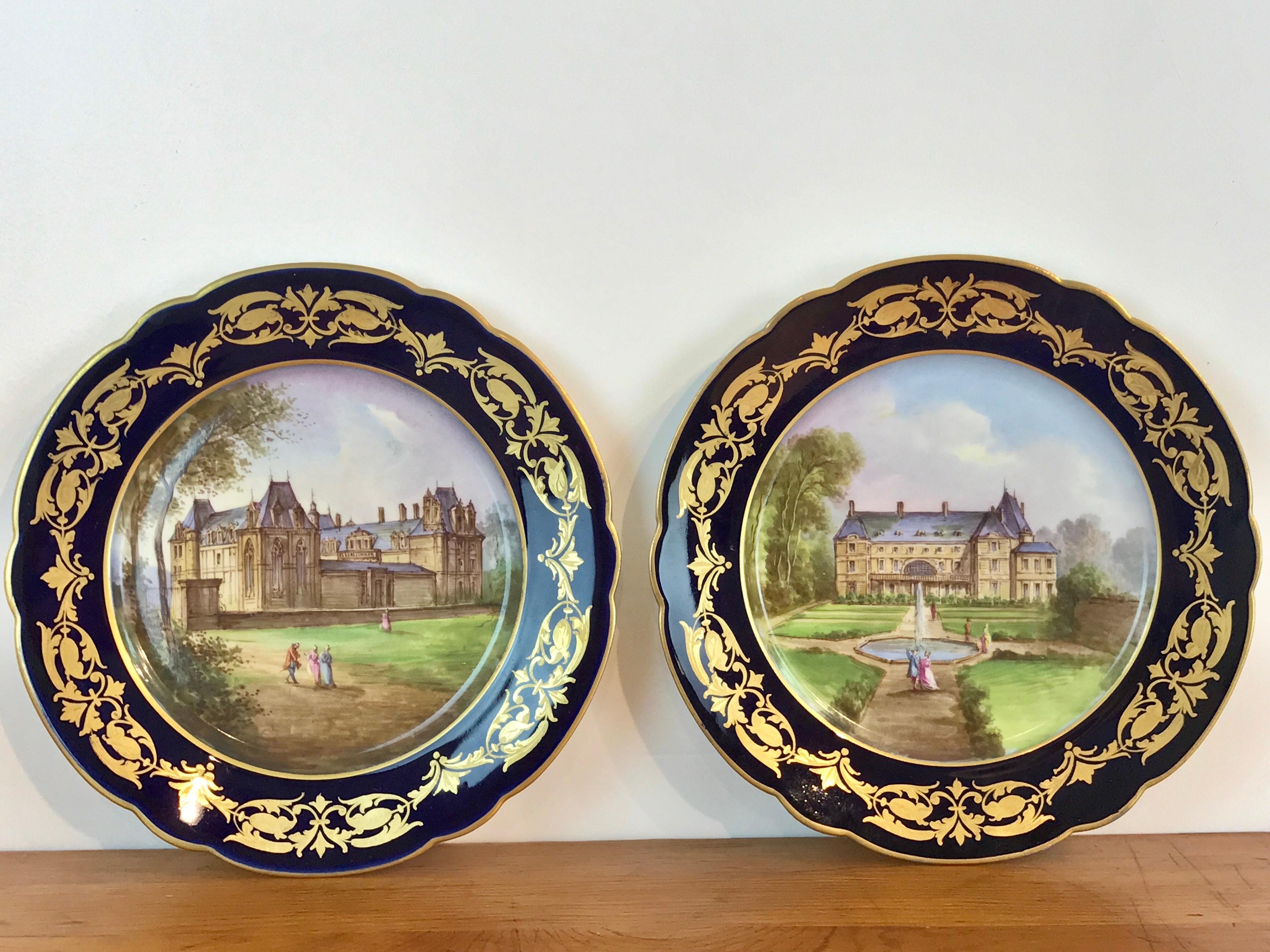 Pair of Sevres Chateau Plates 1