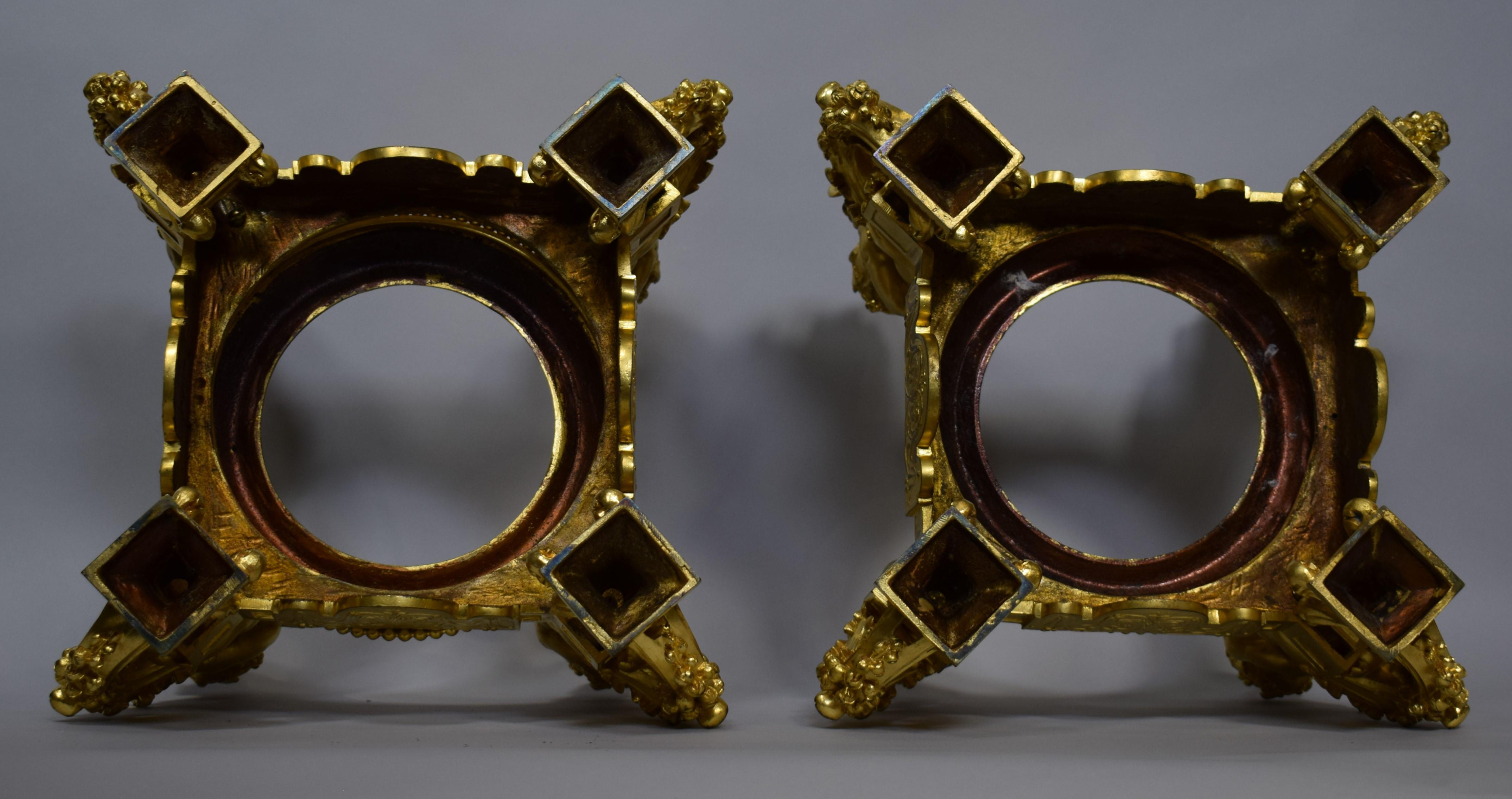 Pair of Sevres Gilt Bronze & Porcelain Urns For Sale 1