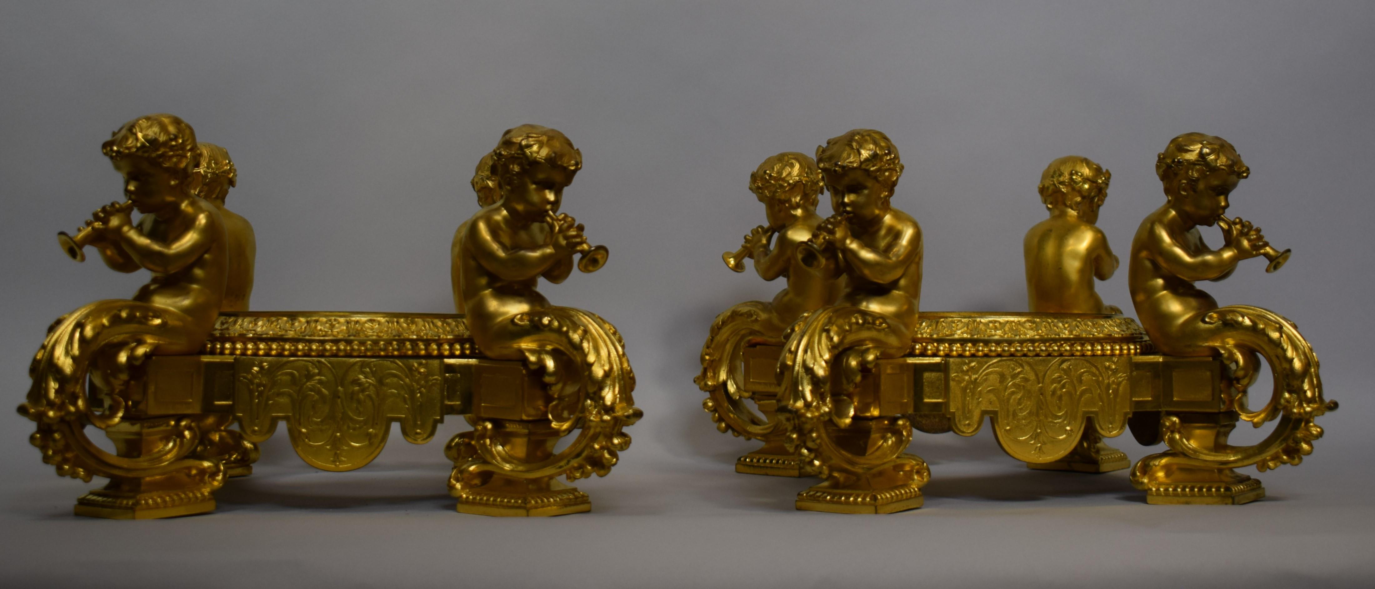 Pair of Sevres Gilt Bronze & Porcelain Urns For Sale 4