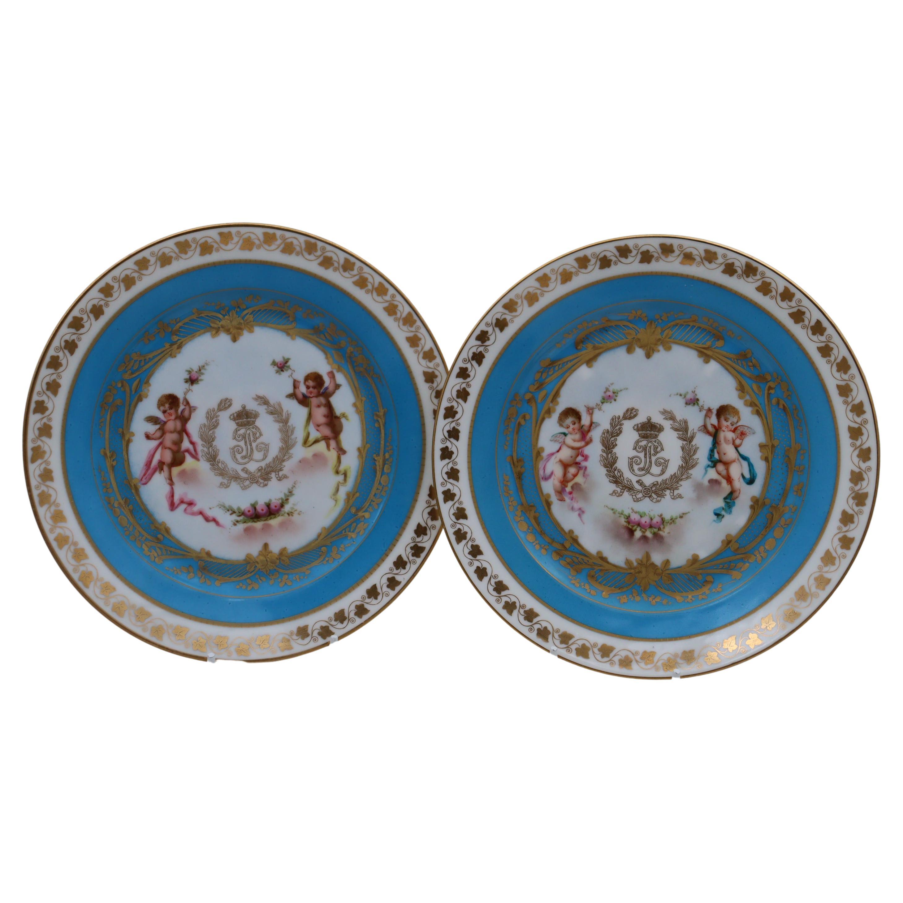 Pair of Sevres Louis Phillippe plates For Sale