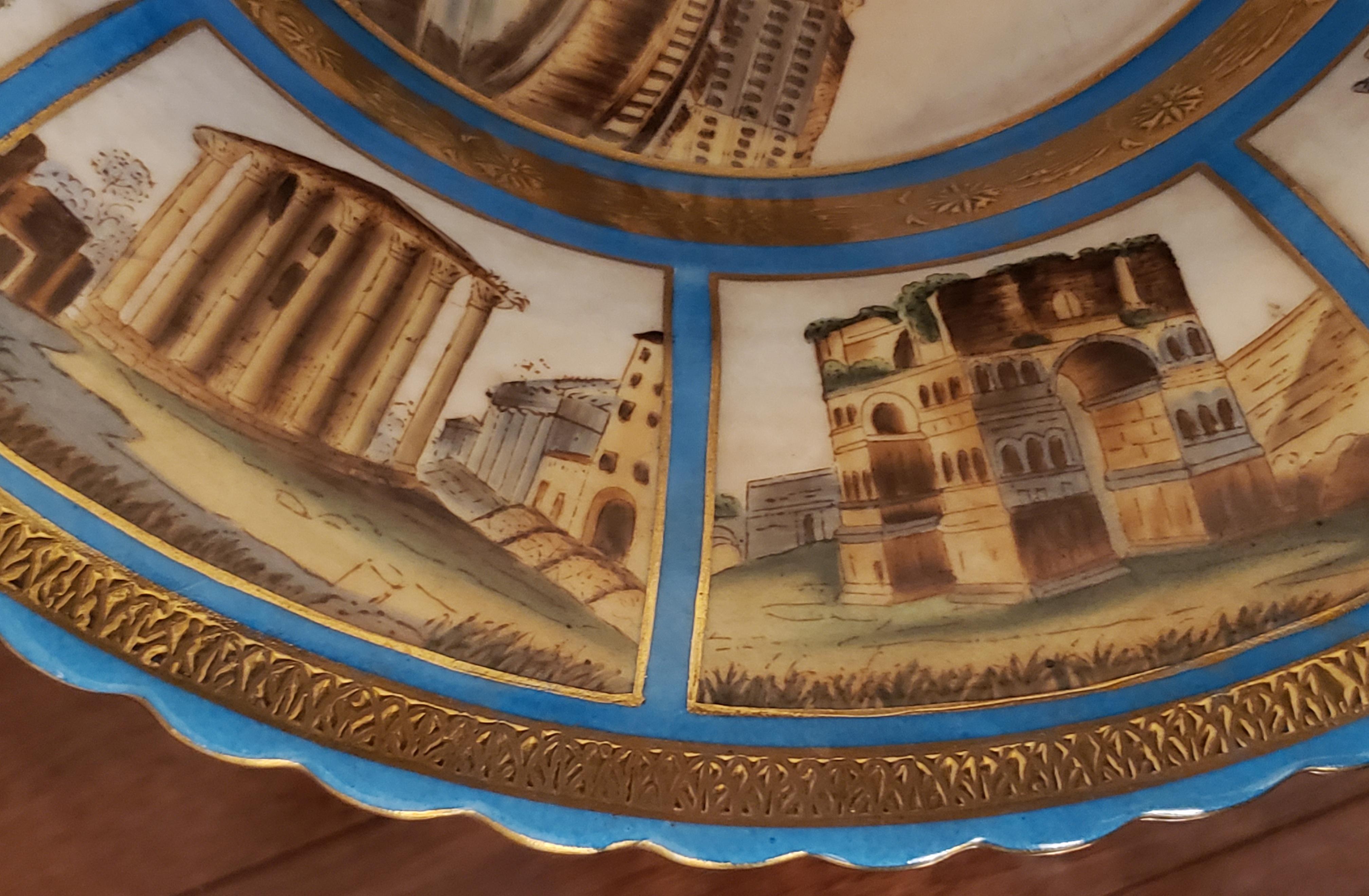 Coppia di vaschette romane in metallo patinato di Sevres con montatura blu celeste, anni '70 del XIX secolo in vendita 5