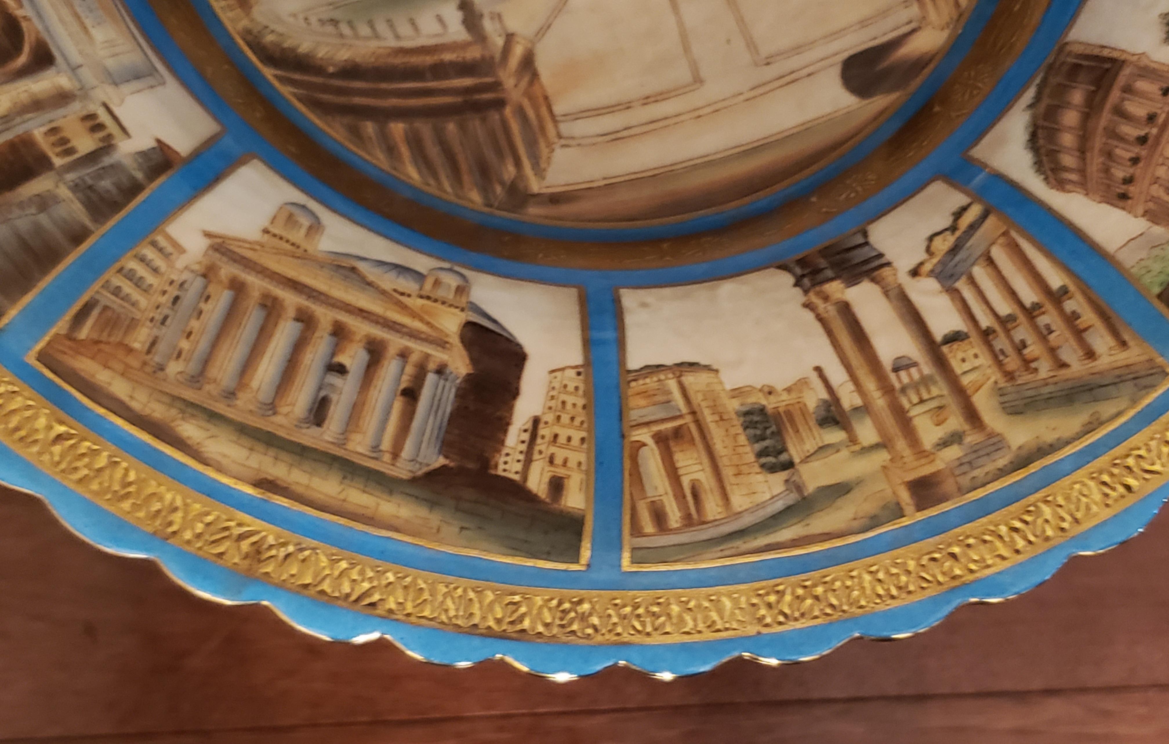 Coppia di vaschette romane in metallo patinato di Sevres con montatura blu celeste, anni '70 del XIX secolo in vendita 2