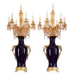 Paar "Sèvres" Porzellan und vergoldete Bronze Kandelaber-Vasen, Frankreich, CIRCA 1880