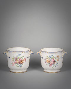 Pair of Sevres Porcelain Cachepots, Dated 1776