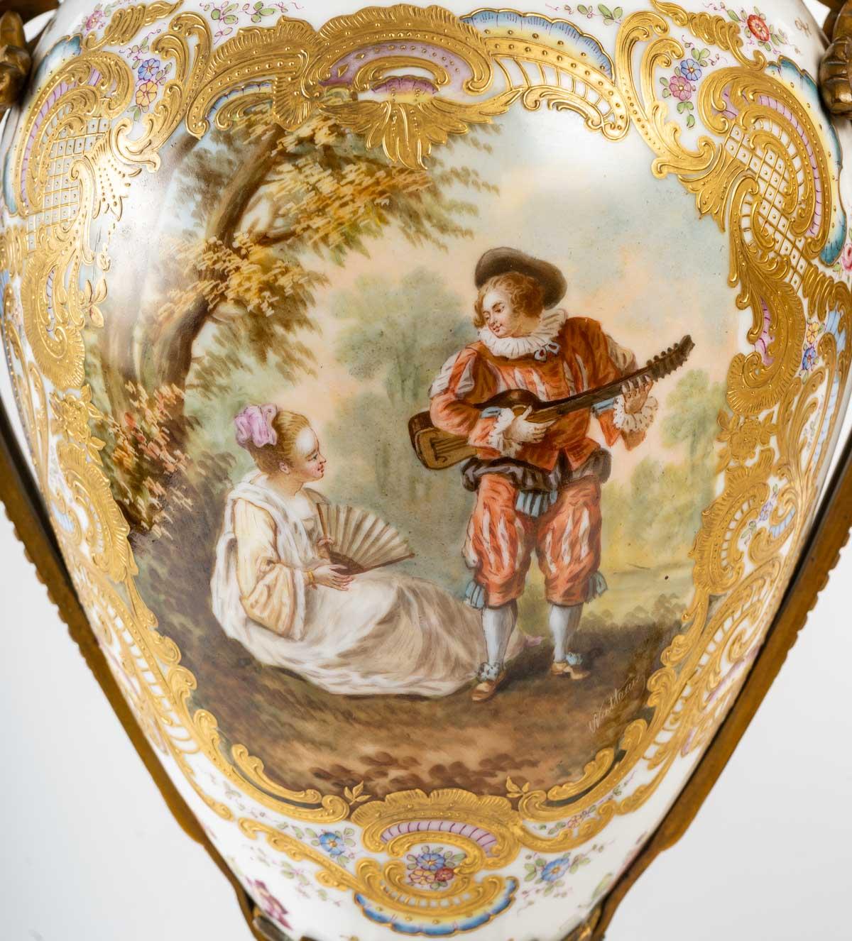 Napoleon III Pair of Sèvres porcelain covered vases, 19th century