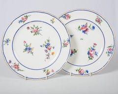 Pair of Sèvres Porcelain Dishes Painted with Delicate Flowers Made France