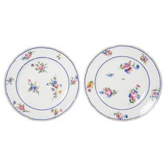 Pair of Sèvres Porcelain Dishes Painted with Delicate Flowers Made France