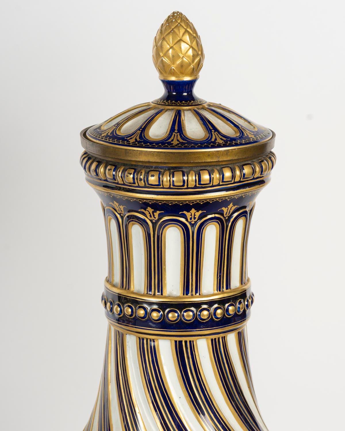 Pair of Sèvres Porcelain Gilt Bronze Covered Vases, Napoleon III Period. For Sale 1