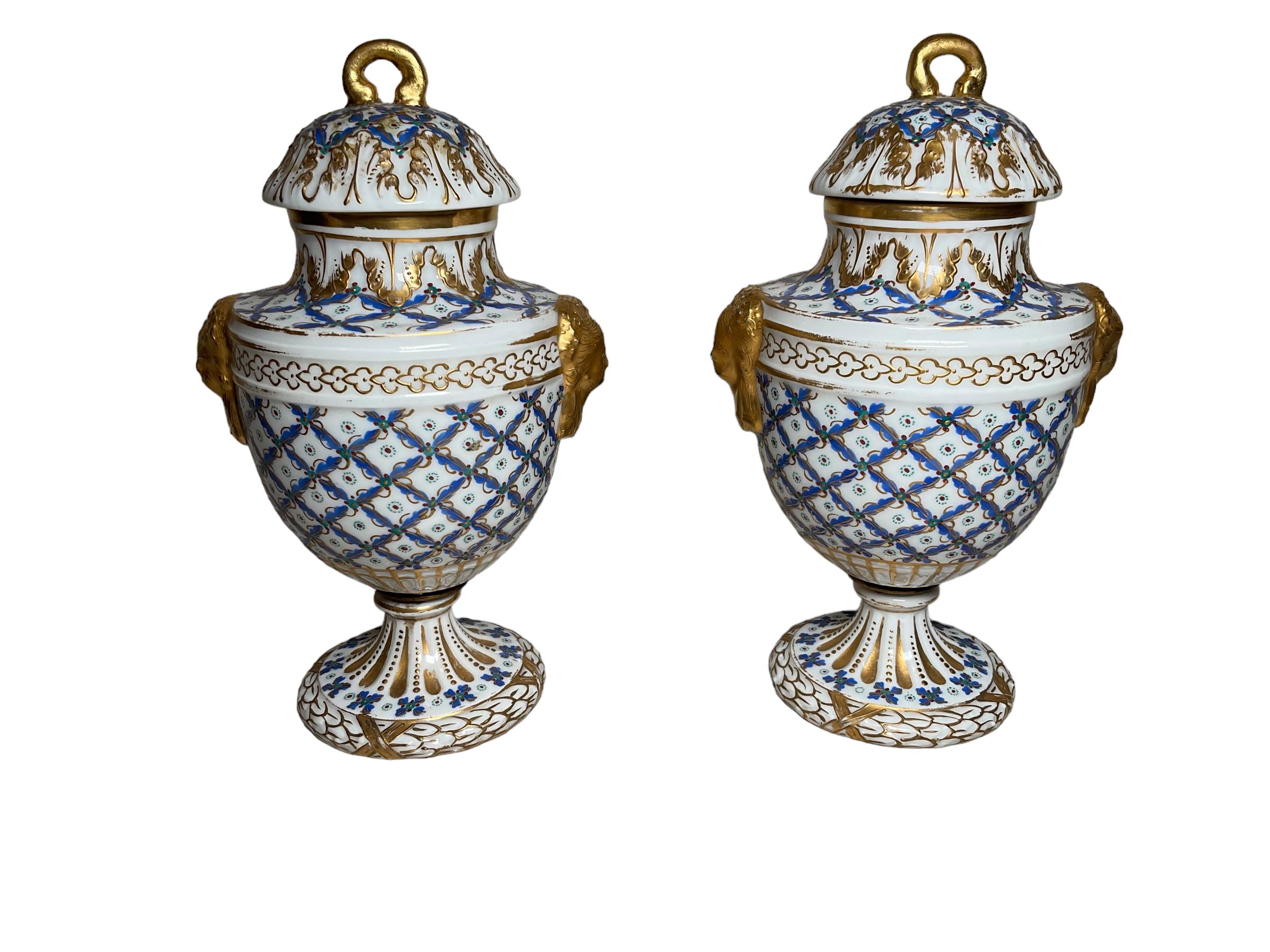 Pair of Sevres Porcelain Small Urns  9