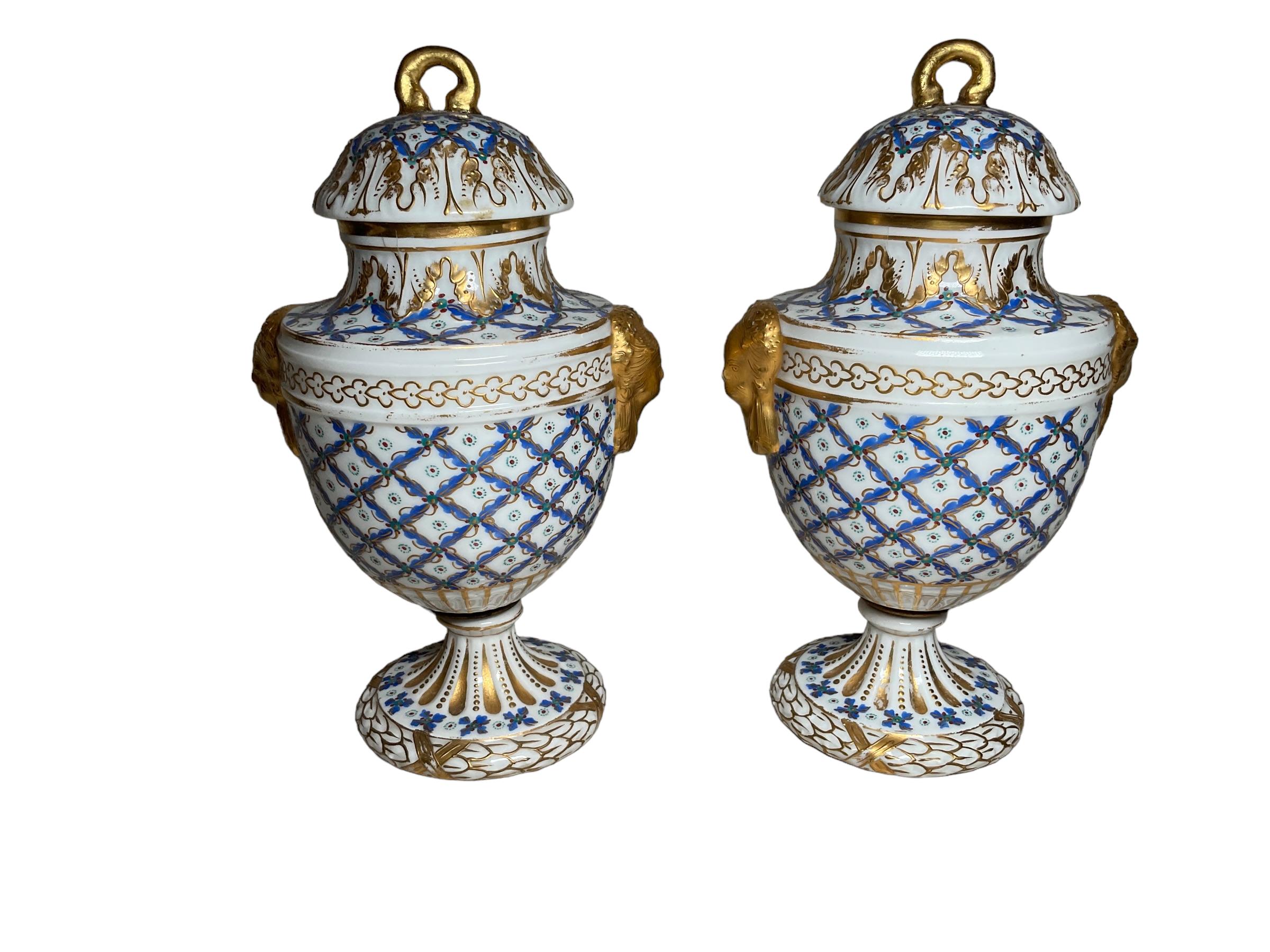 Pair of Sevres Porcelain Small Urns  12