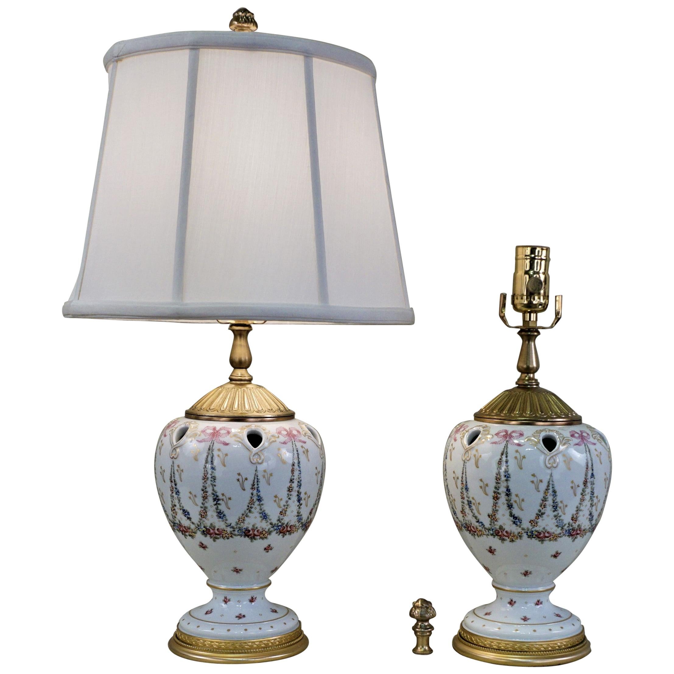 Pair of Sèvres Porcelain Table Lamps