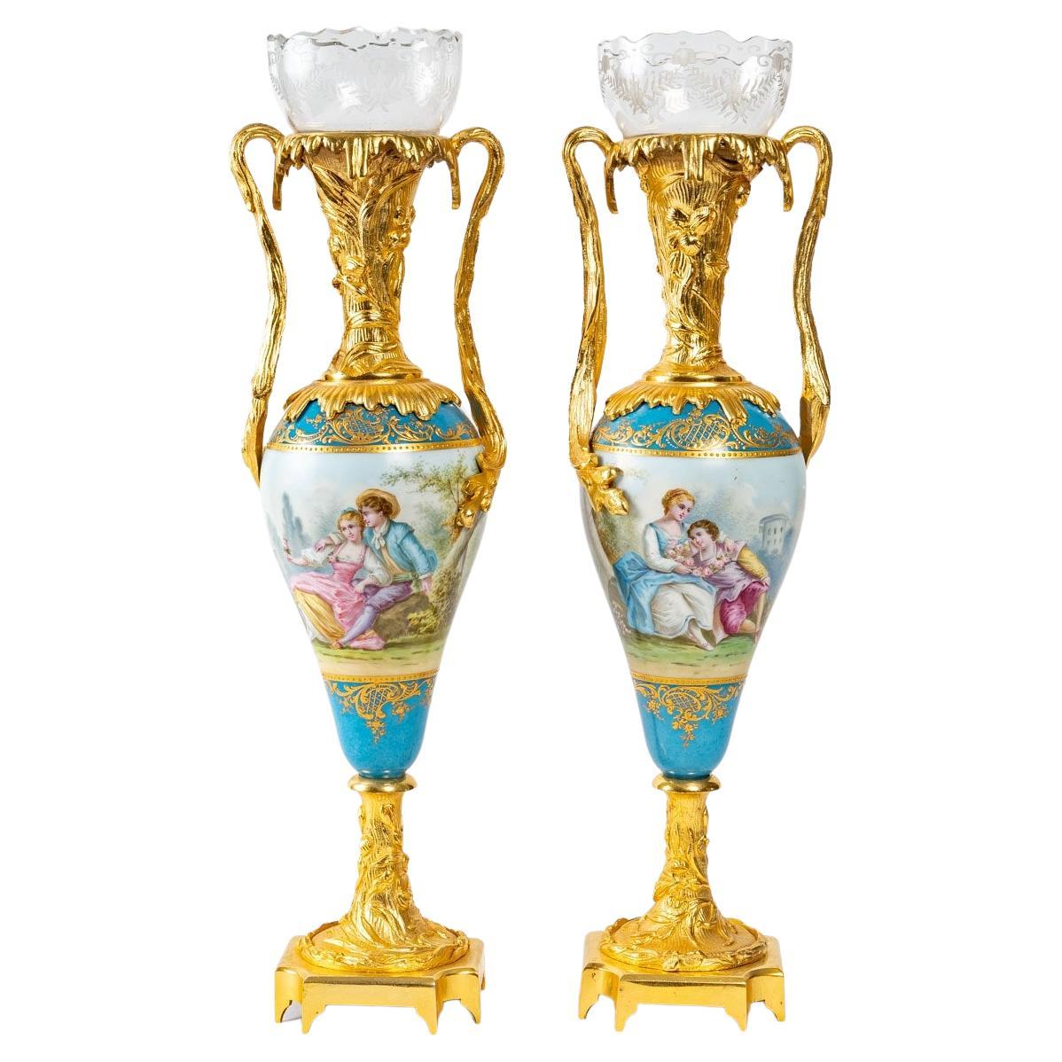 Pair of Sèvres Porcelain Covered Vases at 1stDibs