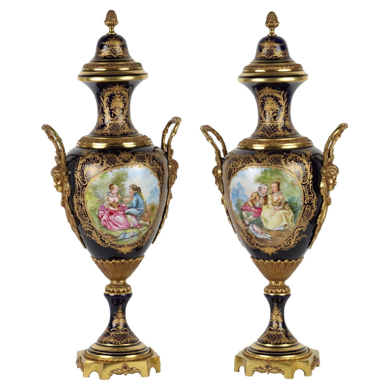 Pair of Sèvres Porcelain Vases, XXth Century For Sale