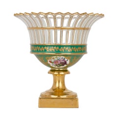 Pair of Sèvres Style Pierced Porcelain Centrepieces, Attributed to Feuillet